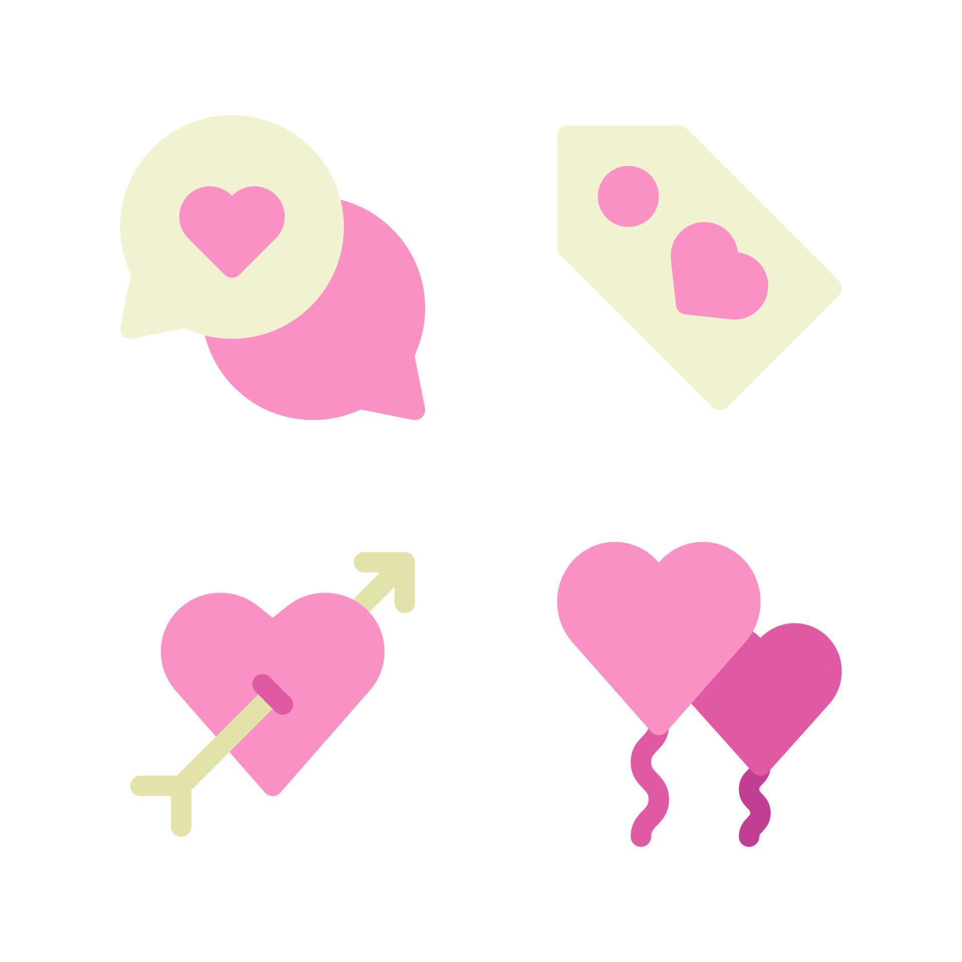 Romance icons set. speech bubble, label, arrow, balloons. Perfect for website mobile app, app icons, presentation, illustration and any other projects Stock Free