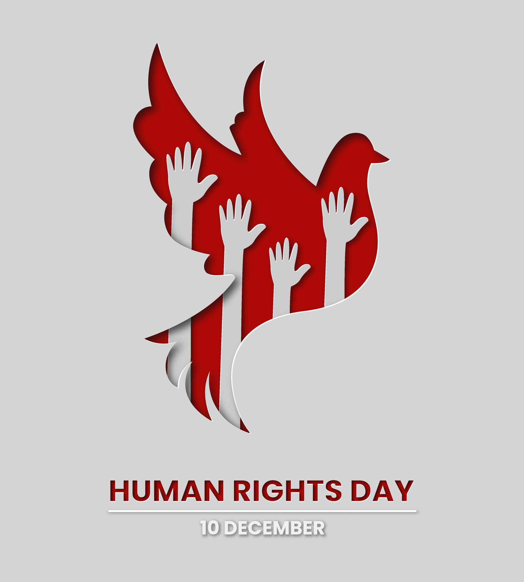 International Human Rights Day in paper cut style. For advertising, banner, flyer, brochure, social media posts. Free Vector