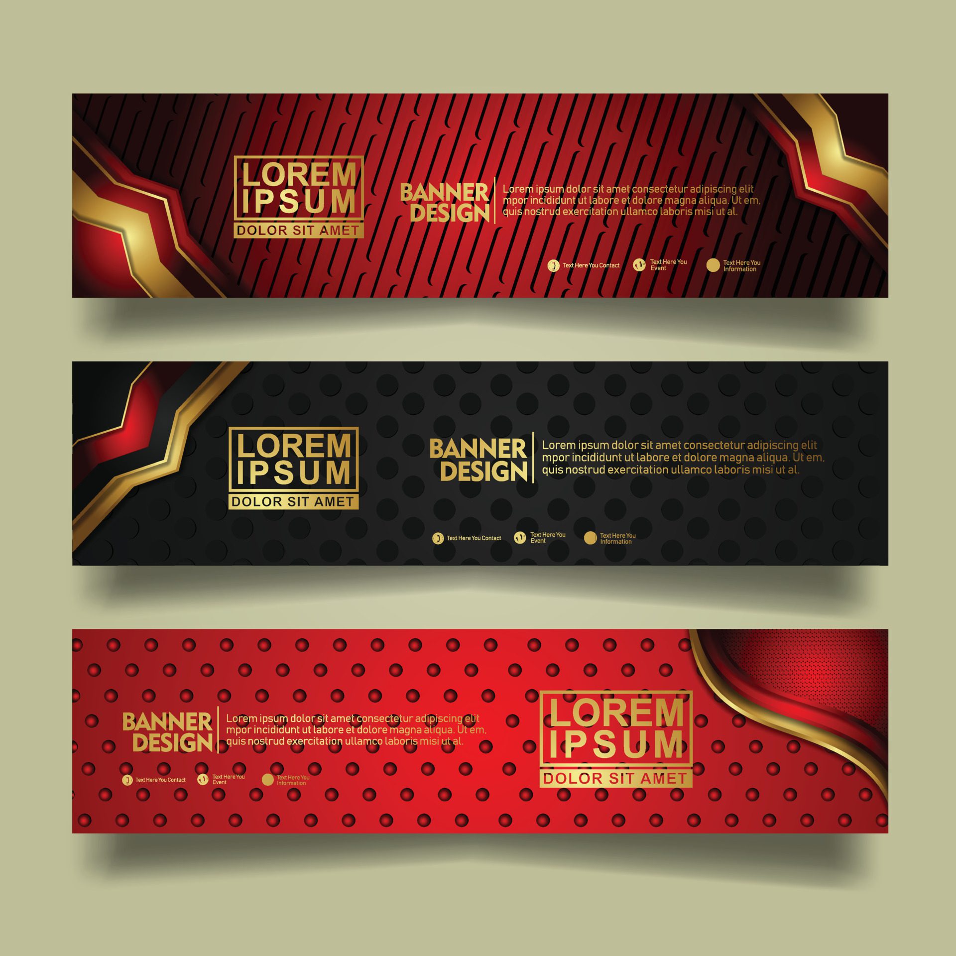 Set banner template design with luxury and elegant lines shape ornament effect on texture pattern background Free Vector