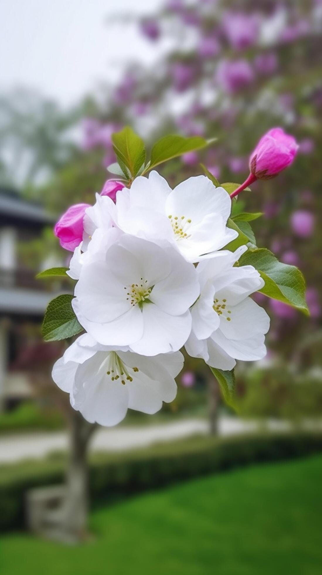 White Flower with green background, Real clear photo Chinese Suzhou garden purple Stock Free