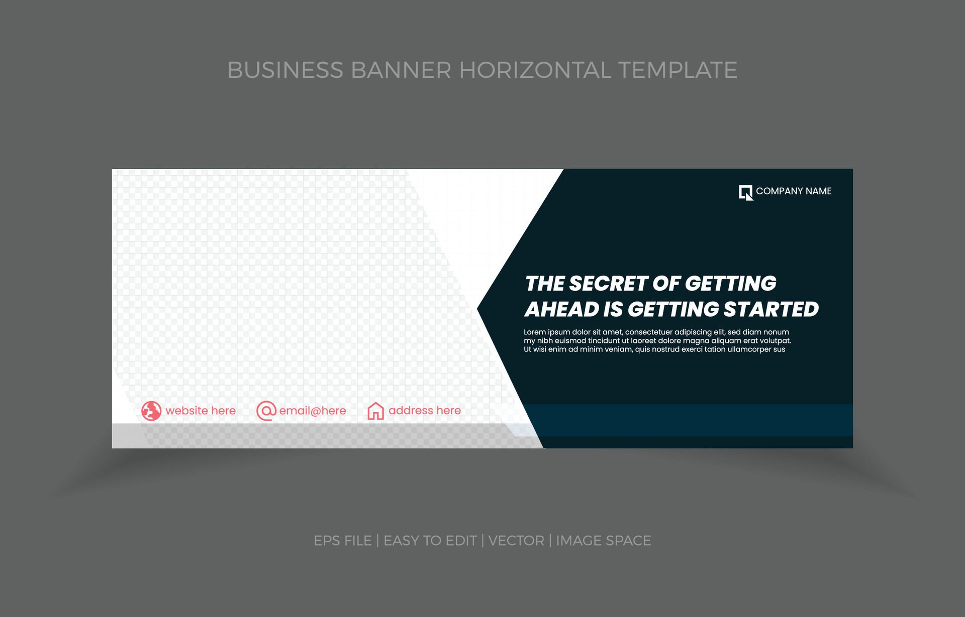 Business Horizontal Banner Template Design with Image Space Template Free Vector