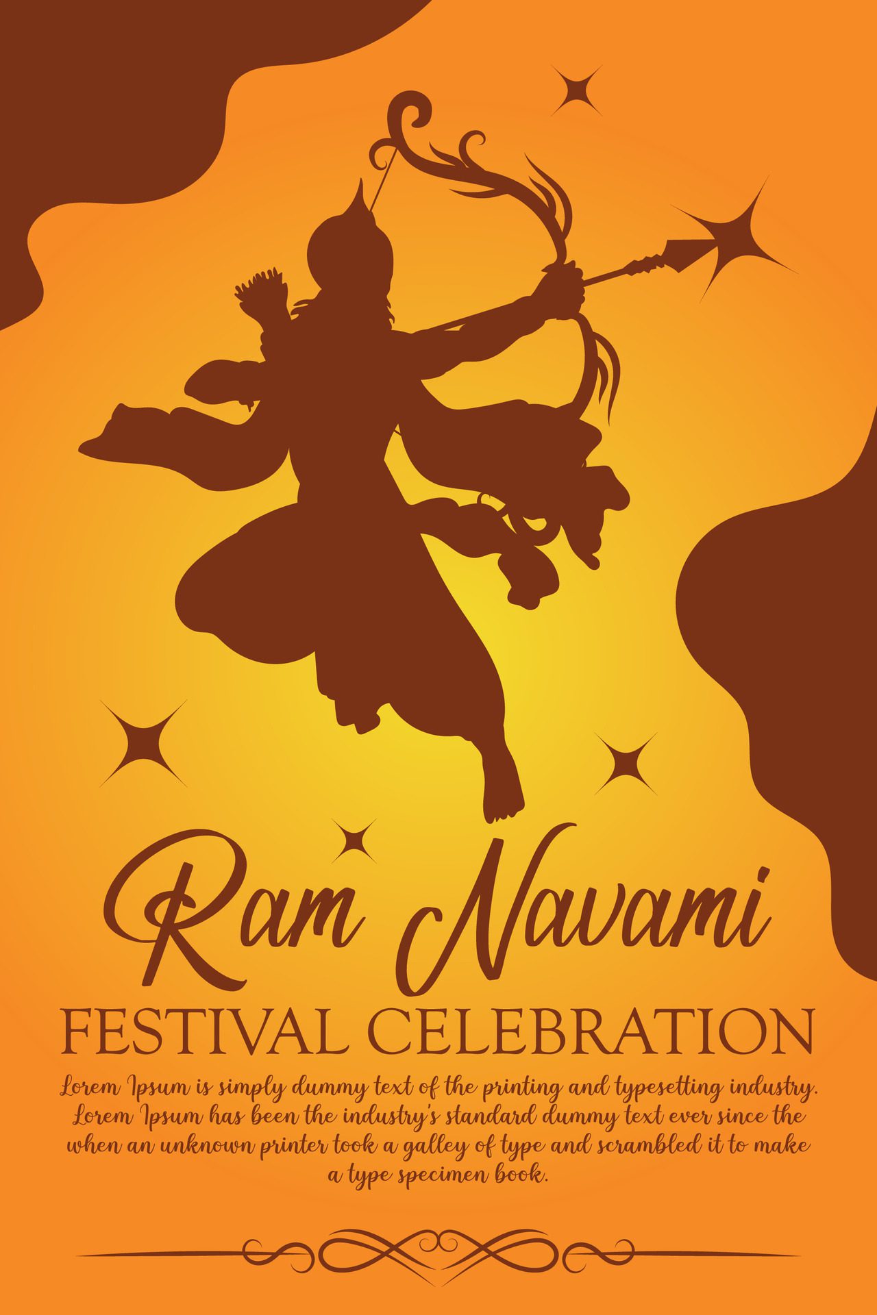 Happy Ram Navami cultural Banner Hindu festival vertical post wishes celebration card Ram Navami celebration background Free Vector