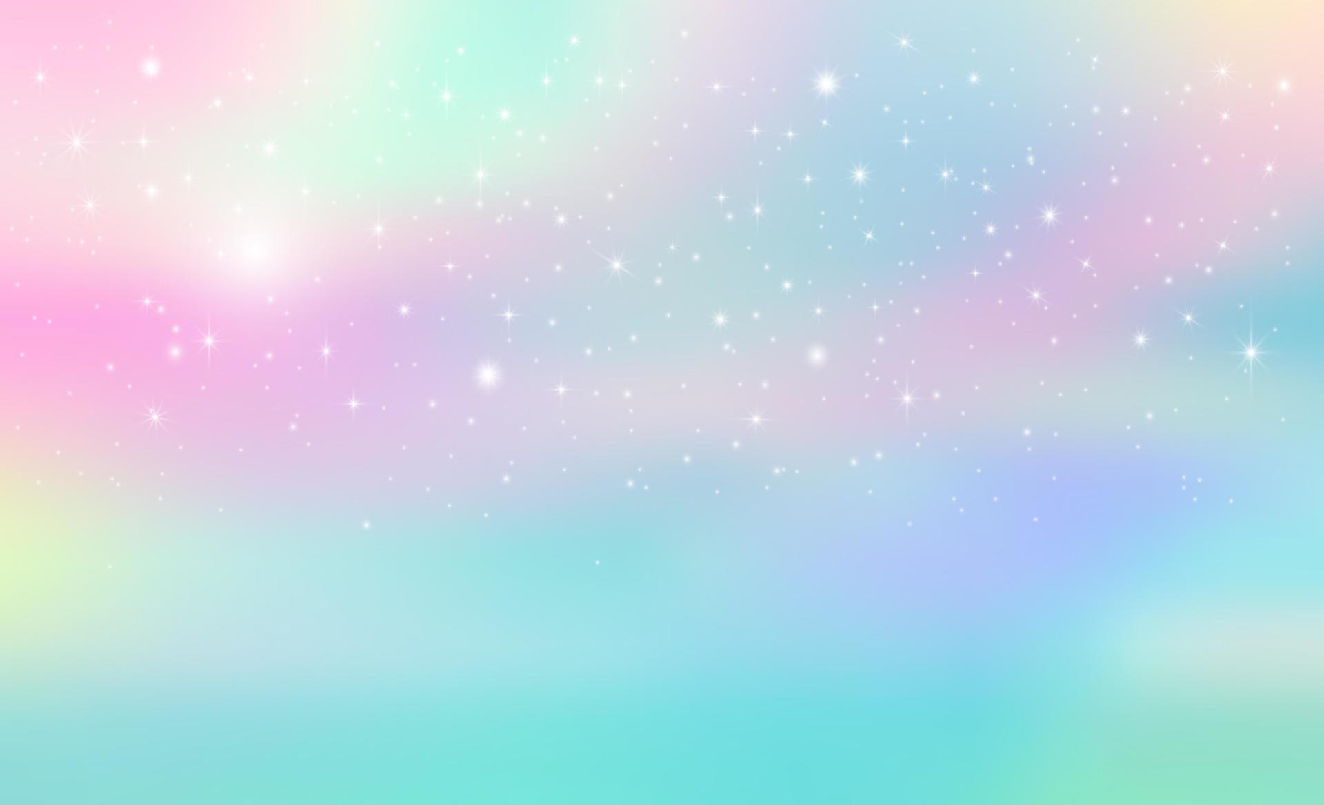 Fantasy background of a magic sky in rainbow colors and sparkling stars. Stock Free