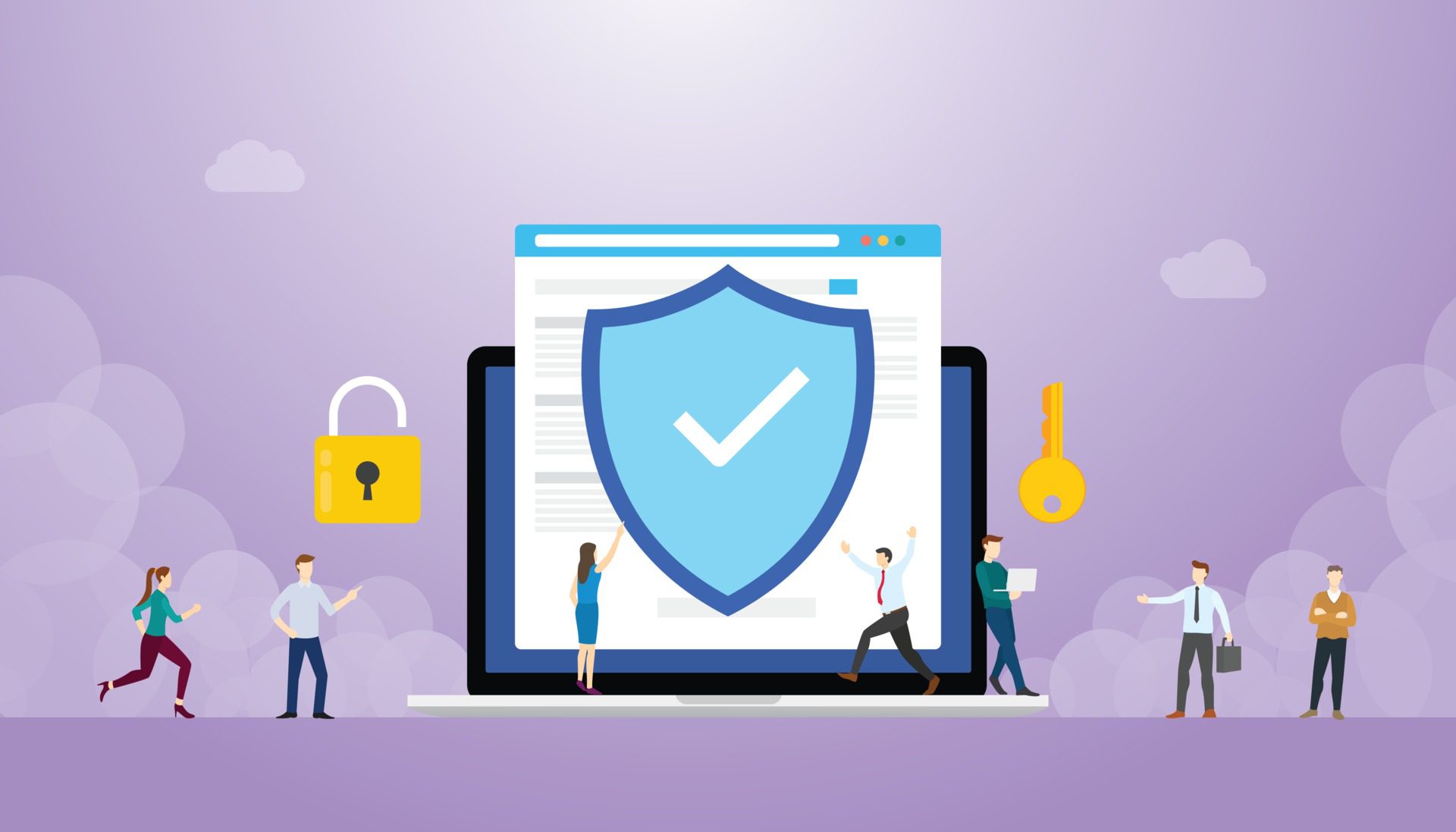 internet security concept with browser and people Free Vector