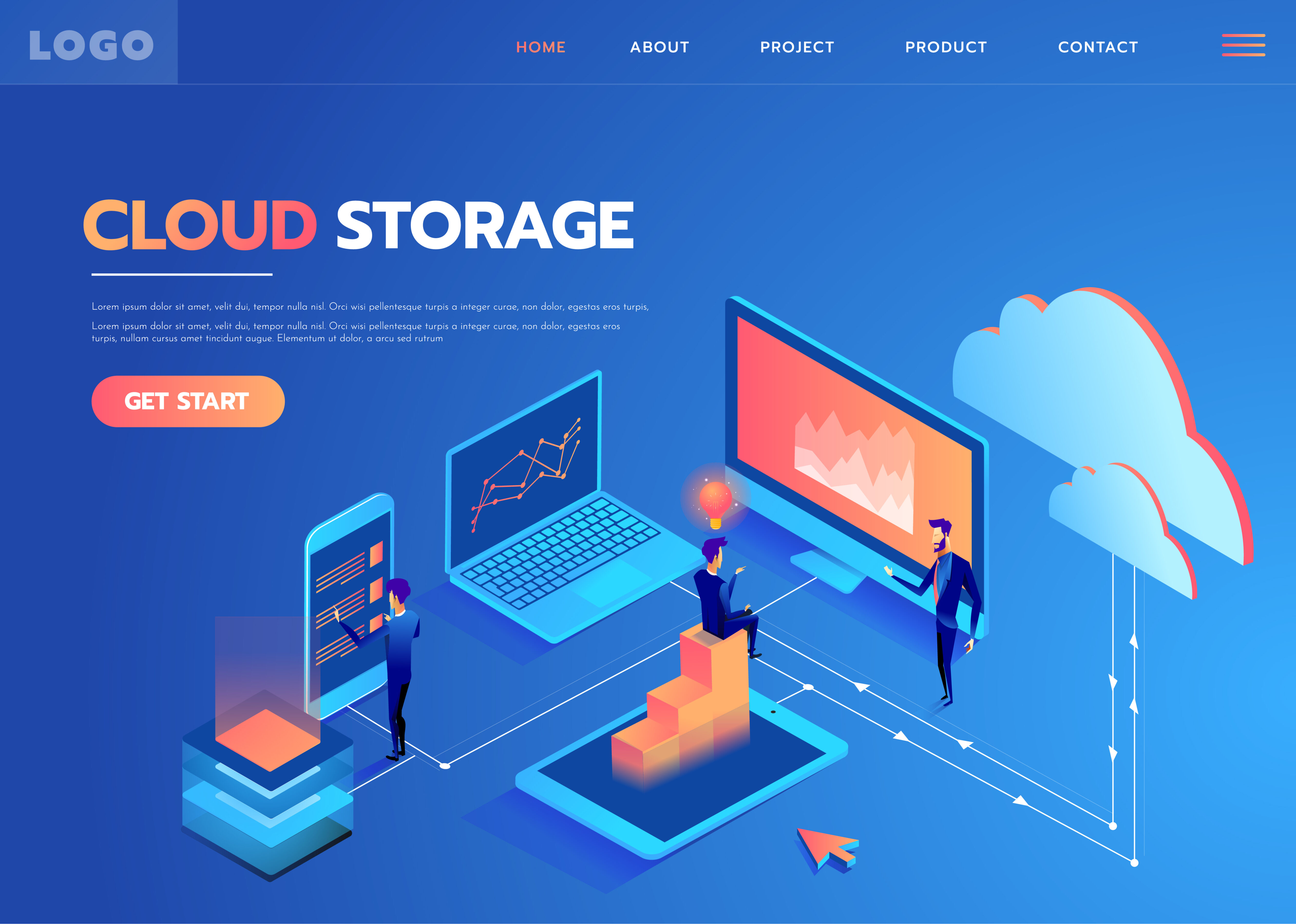 Cloud Storage Center Free Vector