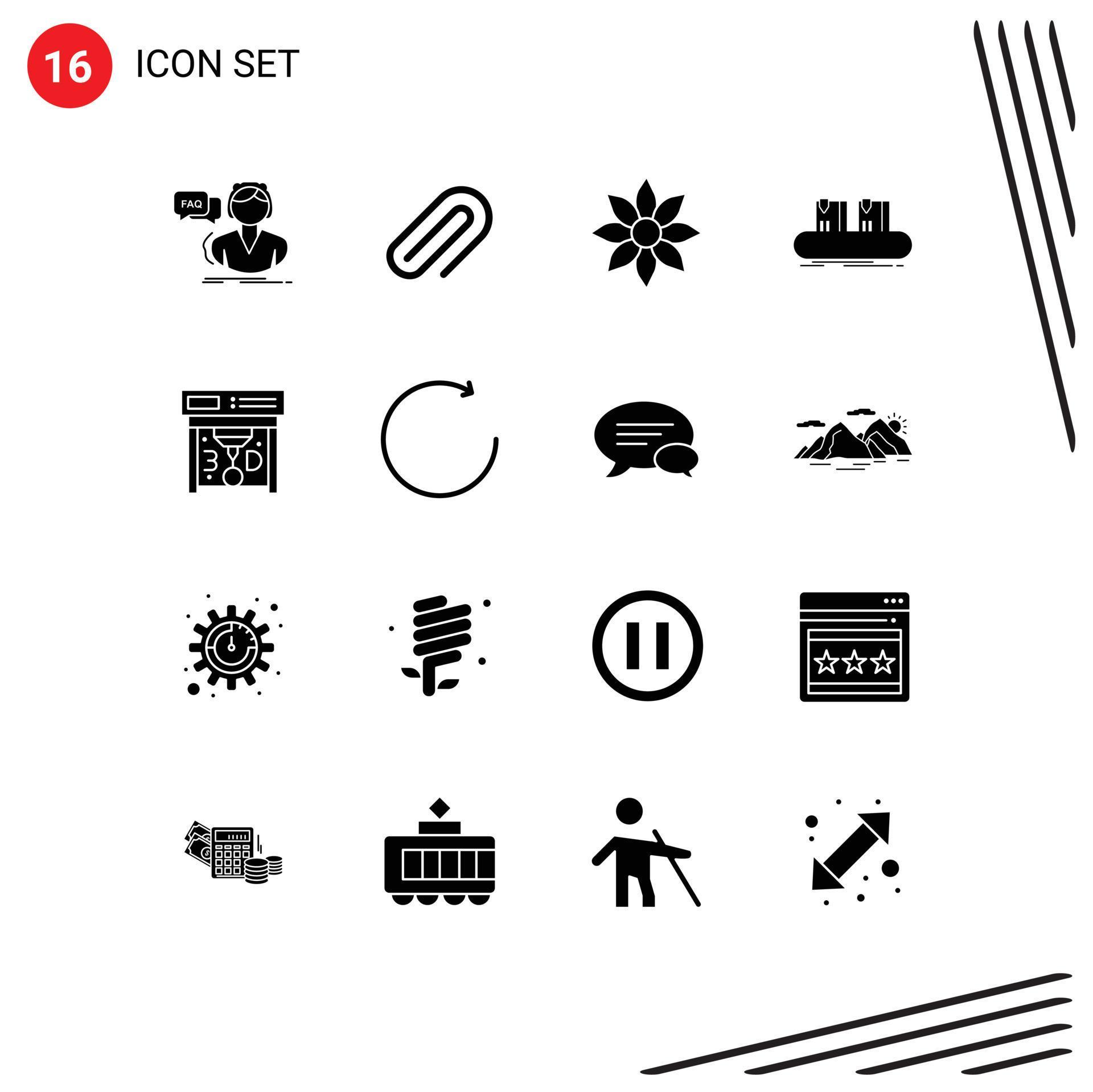 16 Universal Solid Glyph Signs Symbols of factory box pin belt flower Editable Vector Design Elements Stock Free