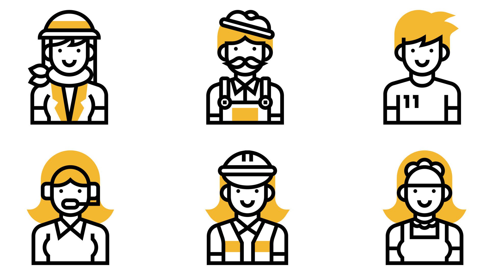 labor people and professions line art vector set Free Vector