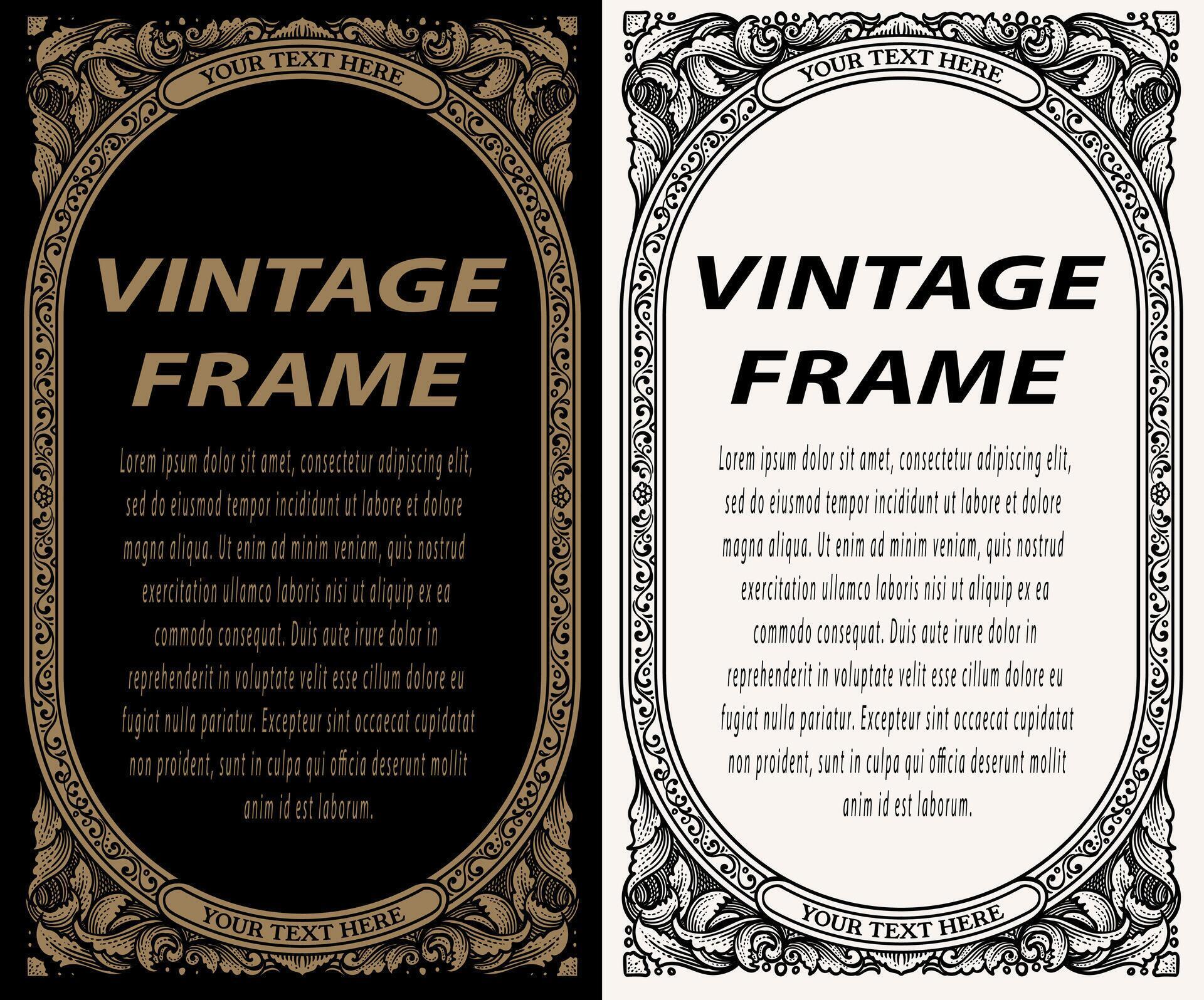 Vintage border frame engraving with antique ornament pattern – Eps 10 Stock Free