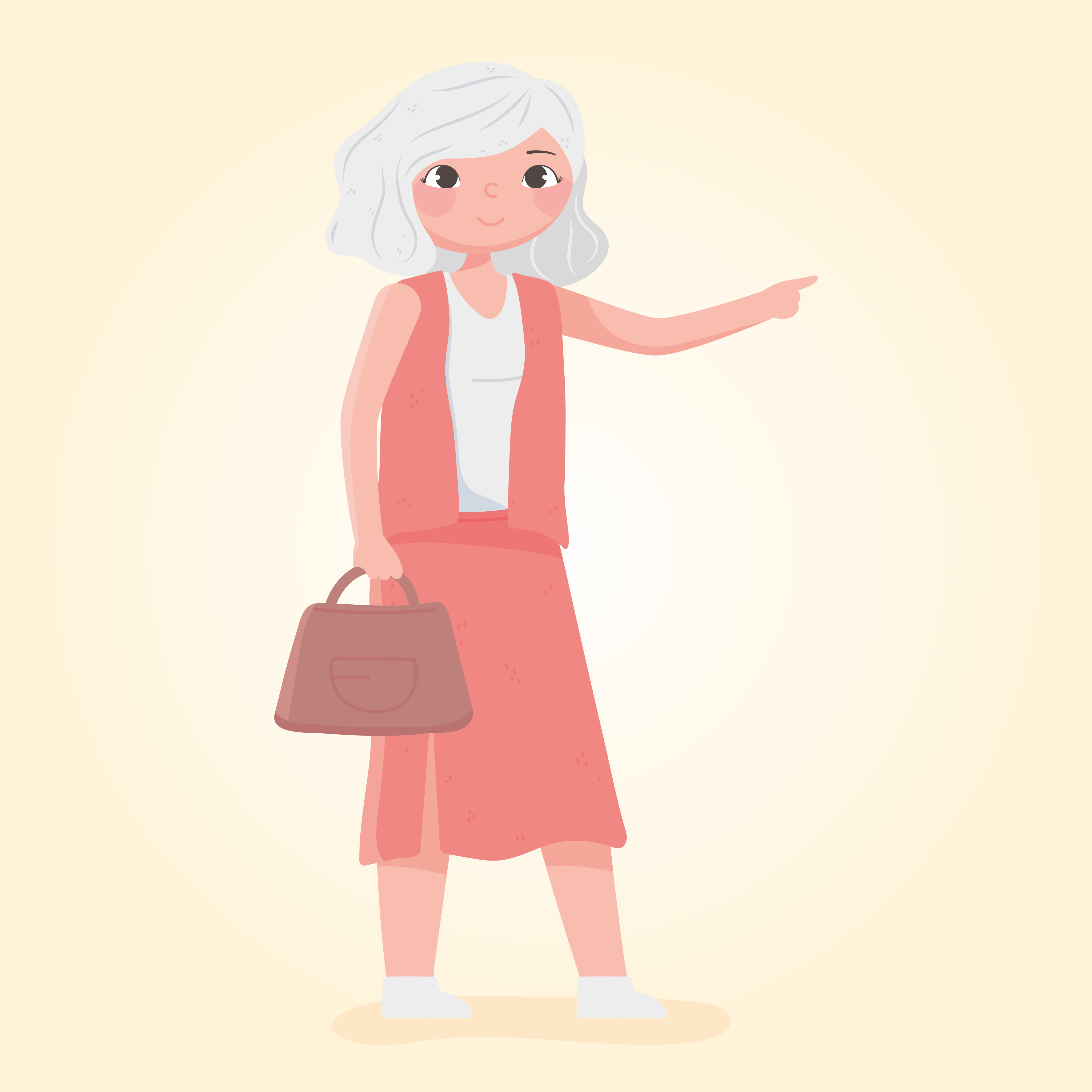 People traveling, old woman tourist with handbag Free Vector