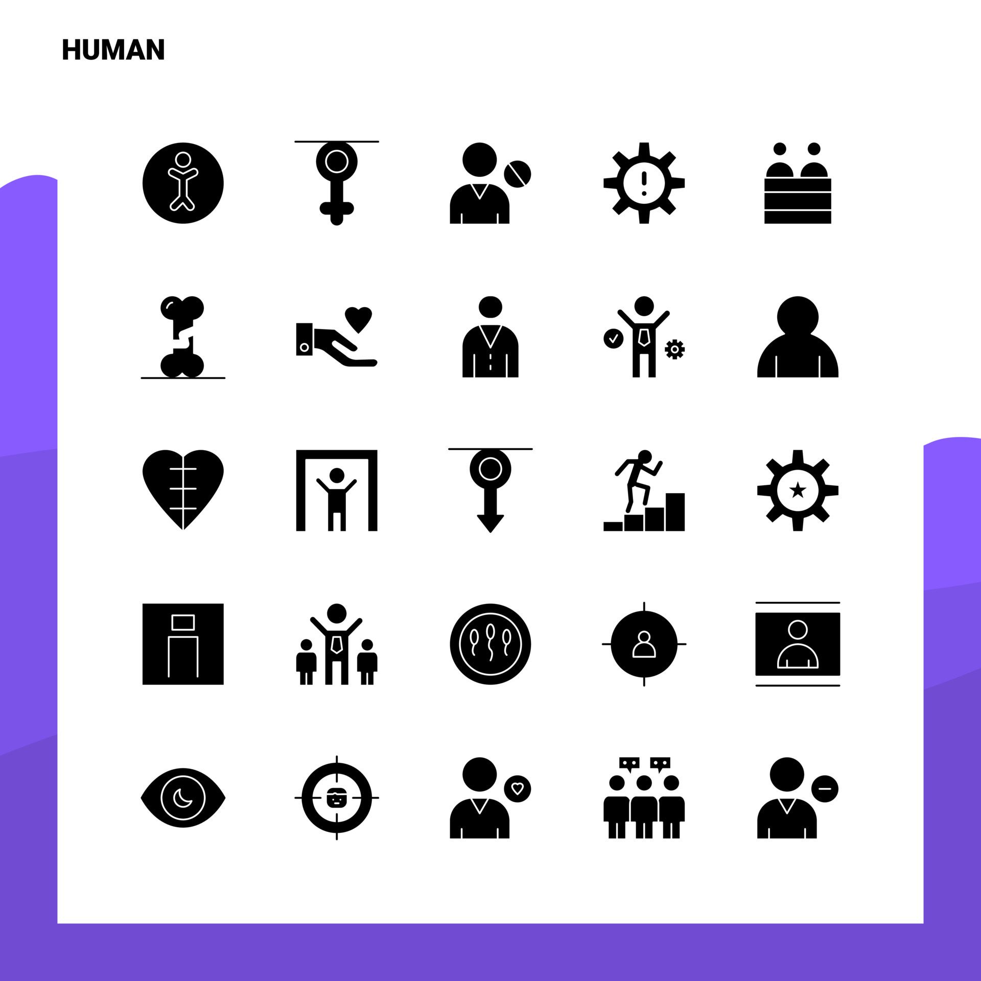 25 Human Icon set Solid Glyph Icon Vector Illustration Template For Web and Mobile Ideas for business company Free Vector