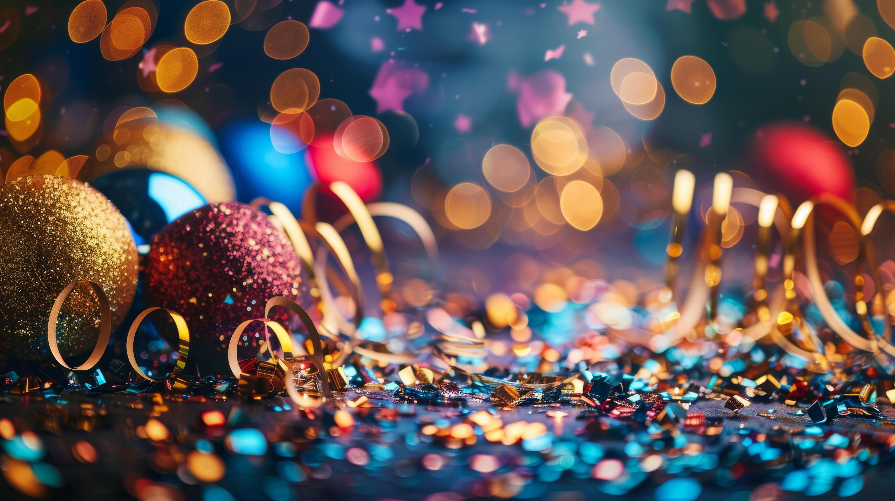 Two Champagne Flutes Against a Festive Background Stock Free