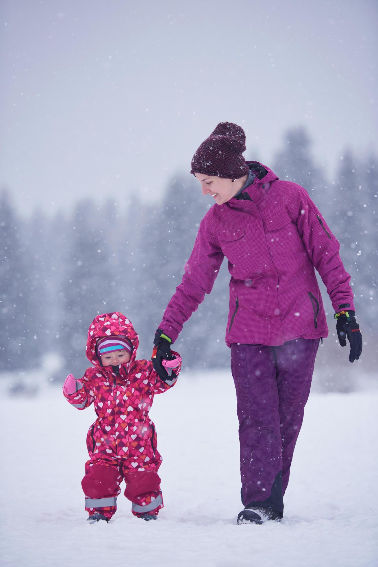 Family in snow Stock Free