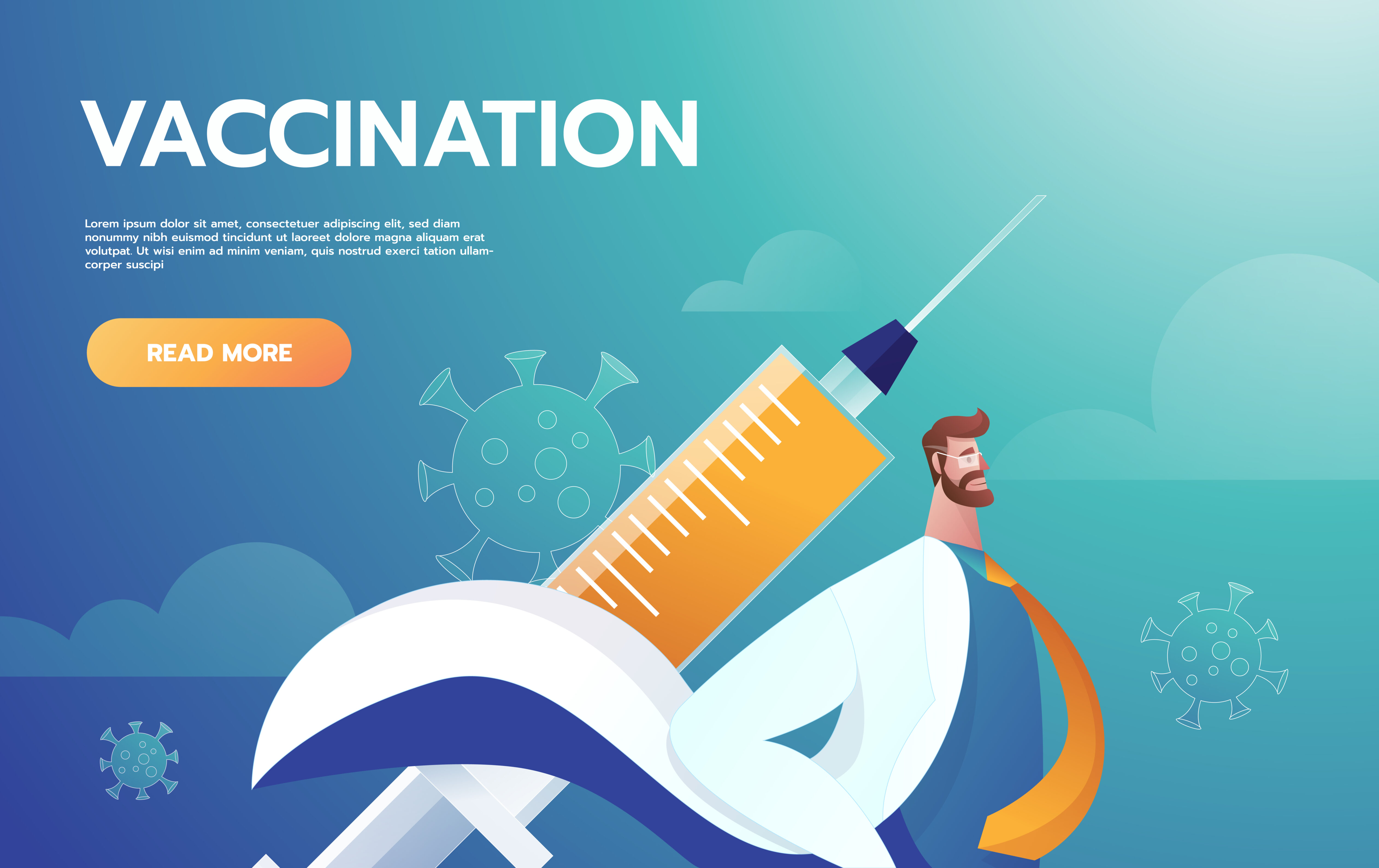 Hero doctor leader fighting corona virus symptoms. Doctor hero vector artwork. Doctors fighting COVID-19 symptoms with Anti virus vaccine. Free Vector