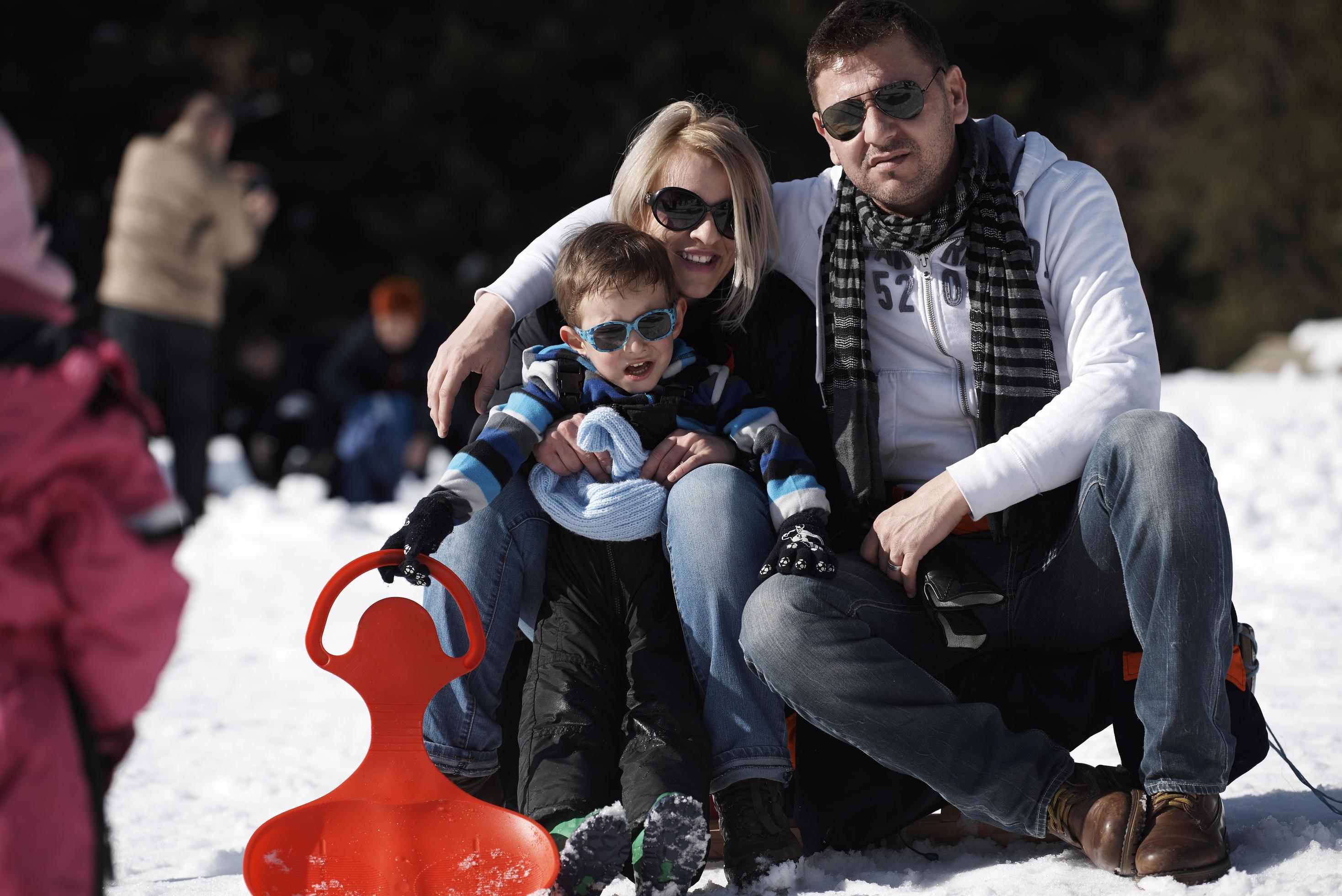 family portrait at beautiful winter day Stock Free