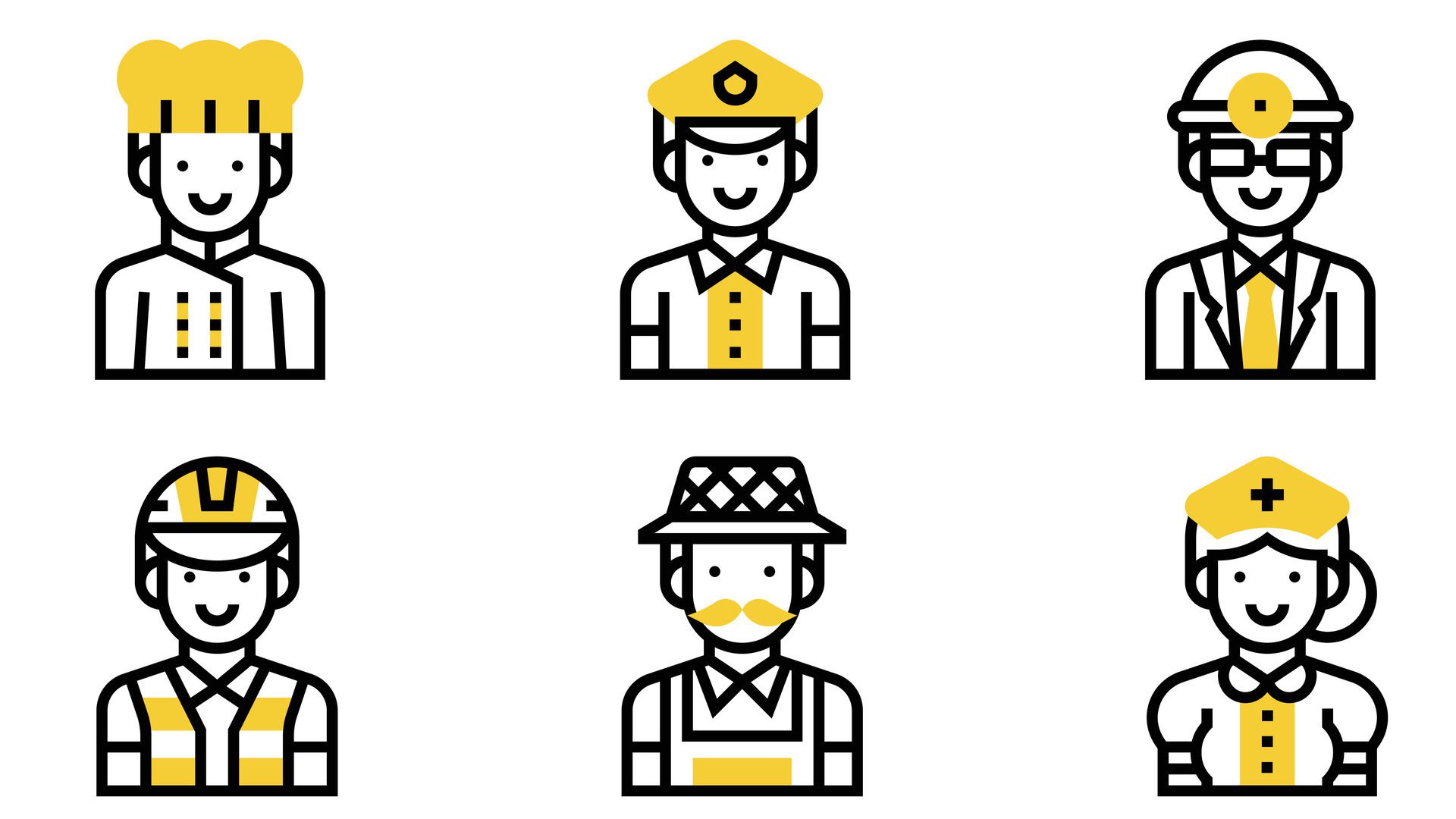 labor people and professions line art vector set Free Vector