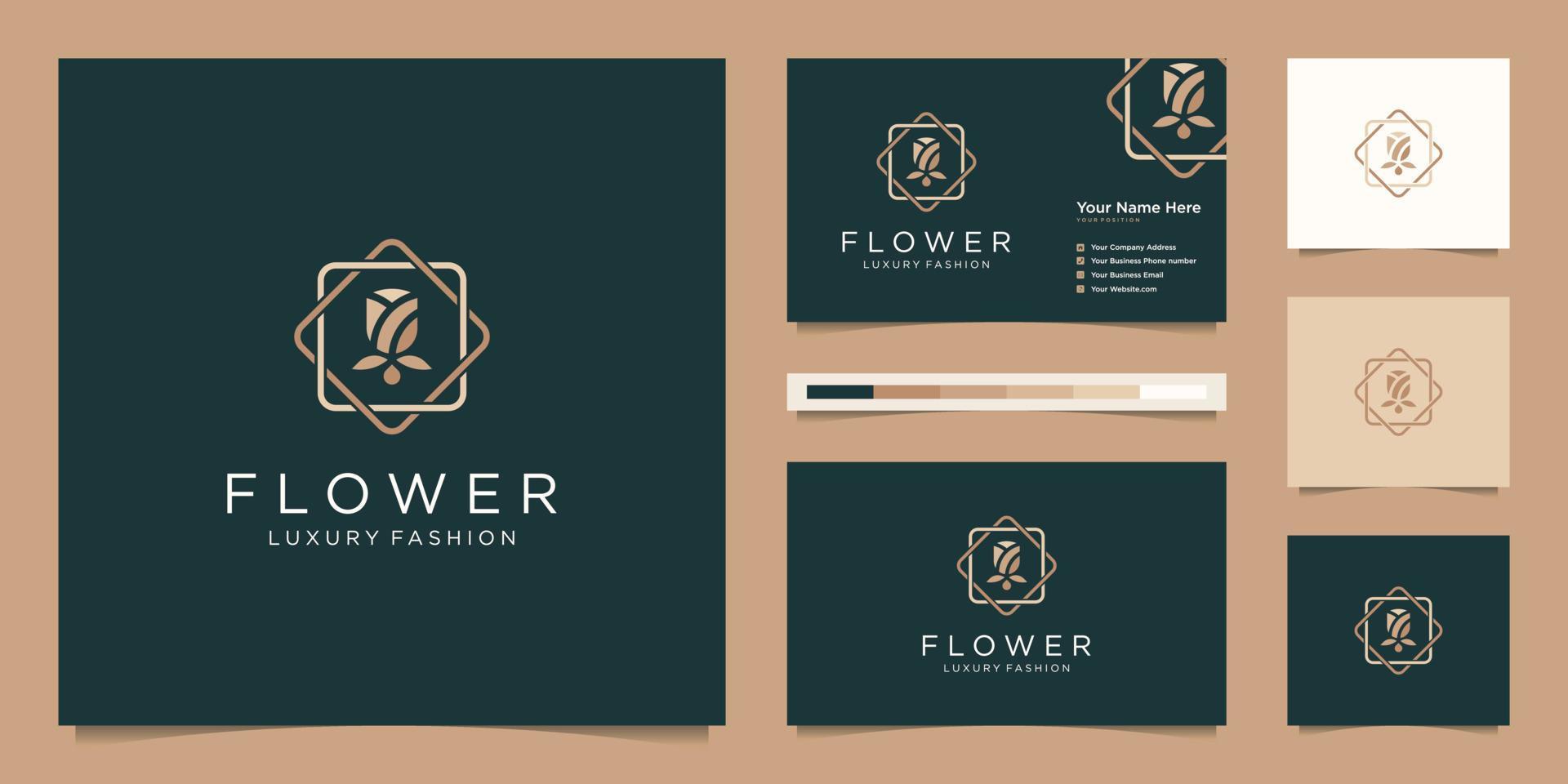 Minimalist elegant flower rose luxury beauty salon, fashion, skincare, cosmetic, yoga and spa products. logo design and business card Premium Vector Stock Free and Free SVG