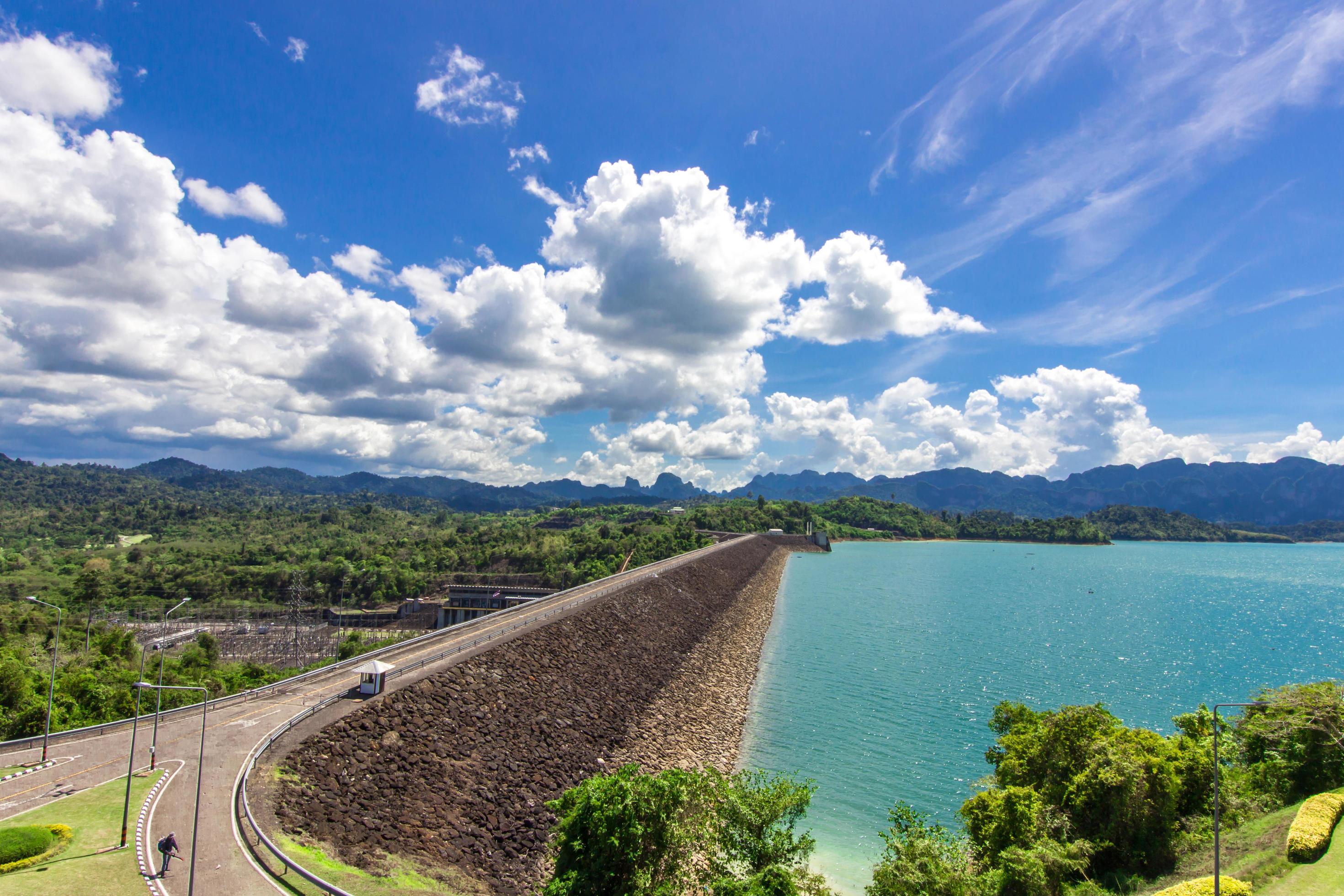 Water storage electricity dams Travel and leisure,Ratchaprapa Dam Surat Thani in Thailand a beautiful tourist destination Stock Free