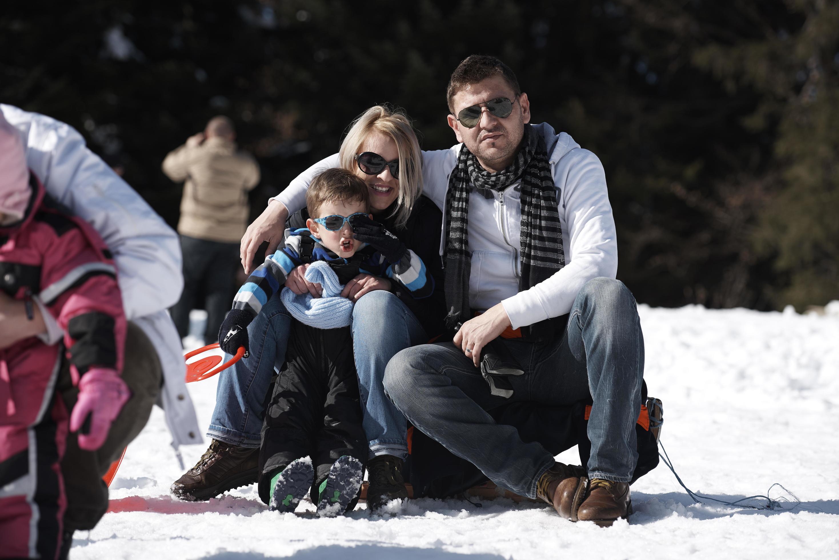 family portrait at beautiful winter day Stock Free