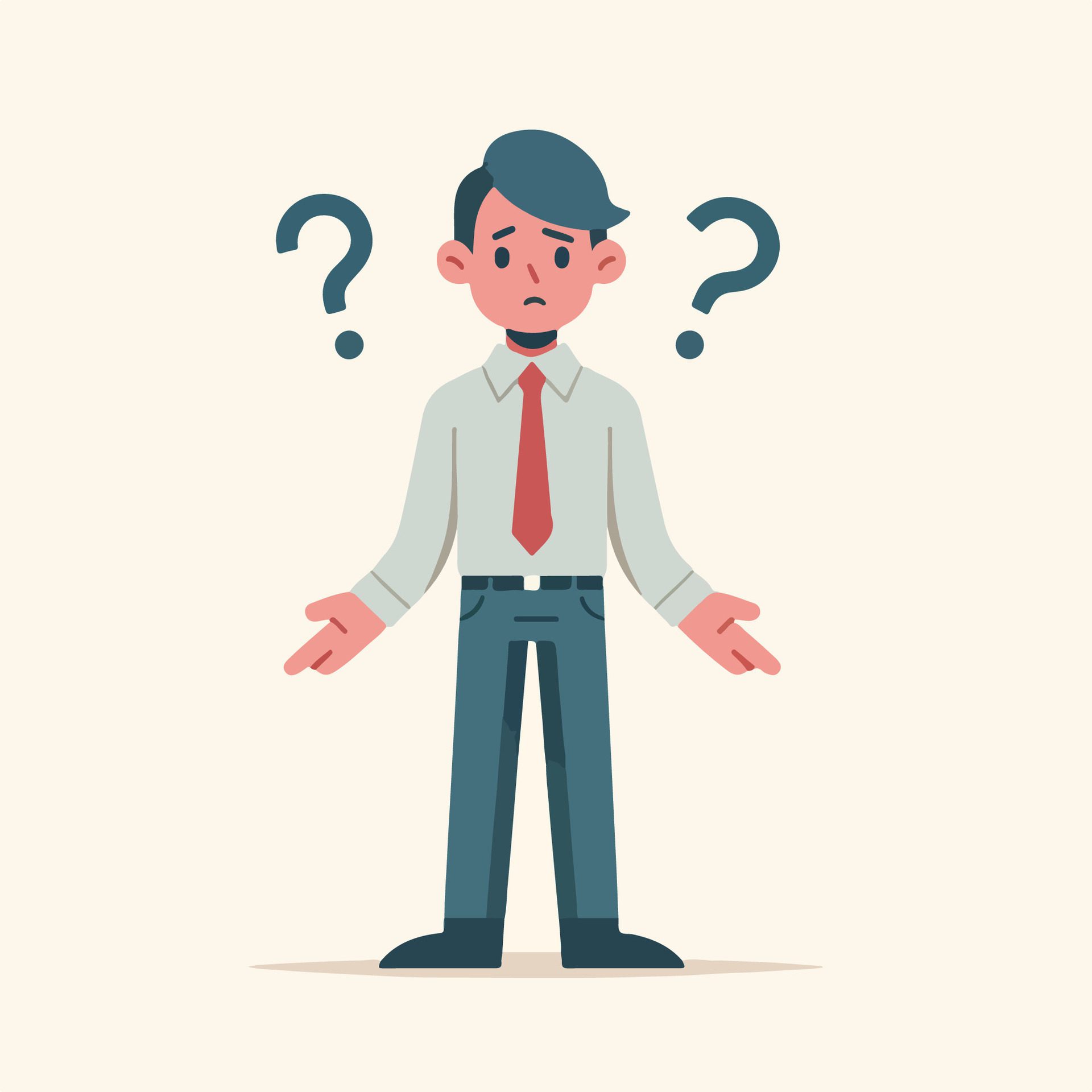 People have curious expressions and question marks are floating around their heads. flat design style vector illustration Free Vector