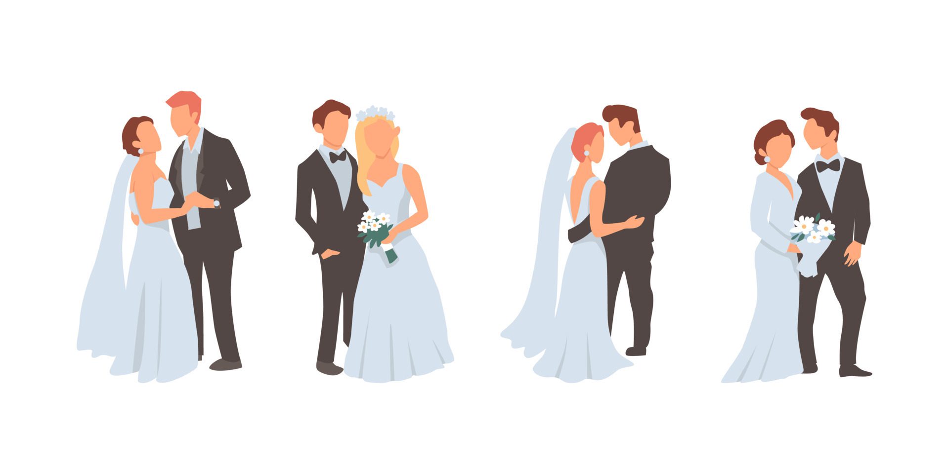 wedding couple illustration flat vector design Free Vector