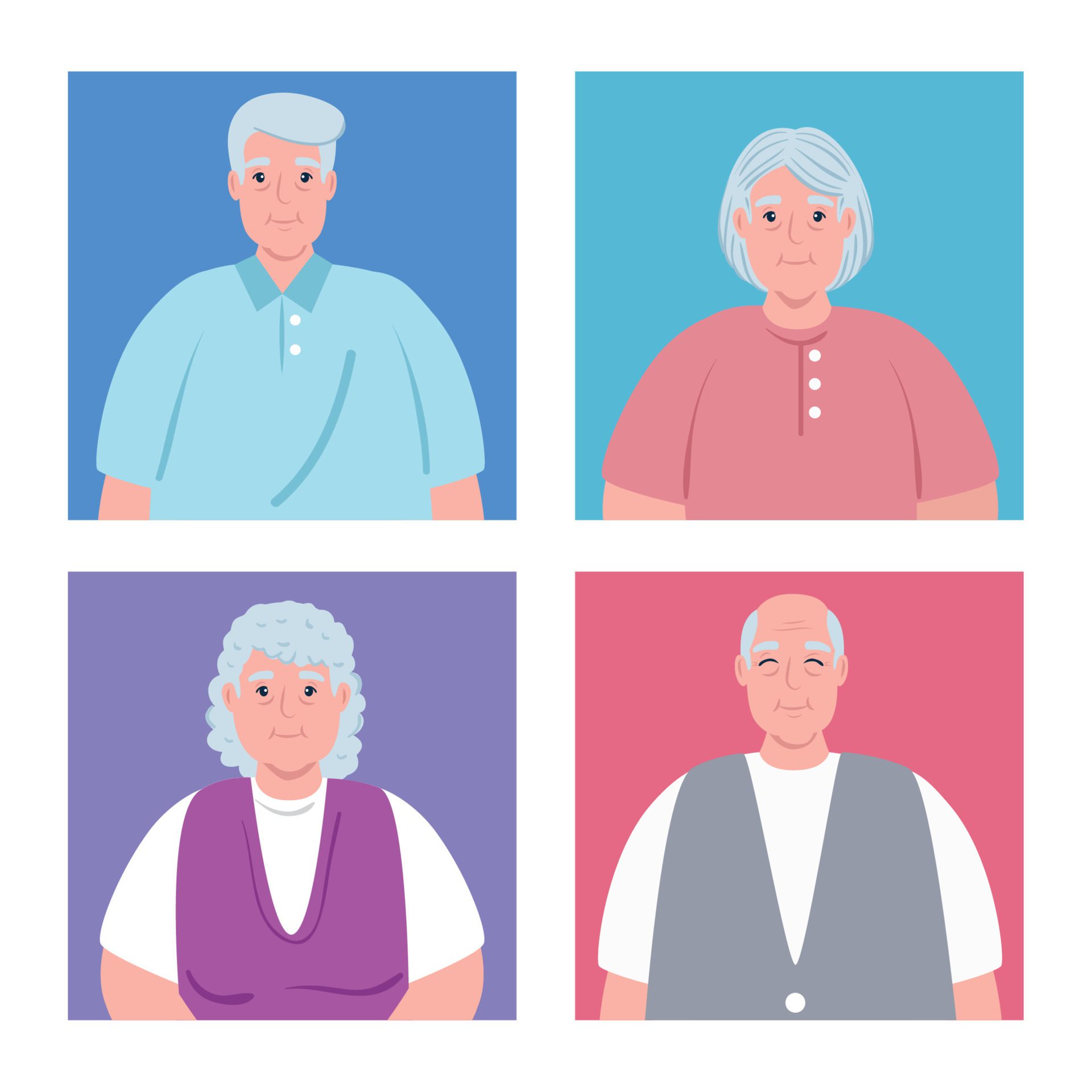 cute old people, group of grandmothers and grandparents Free Vector