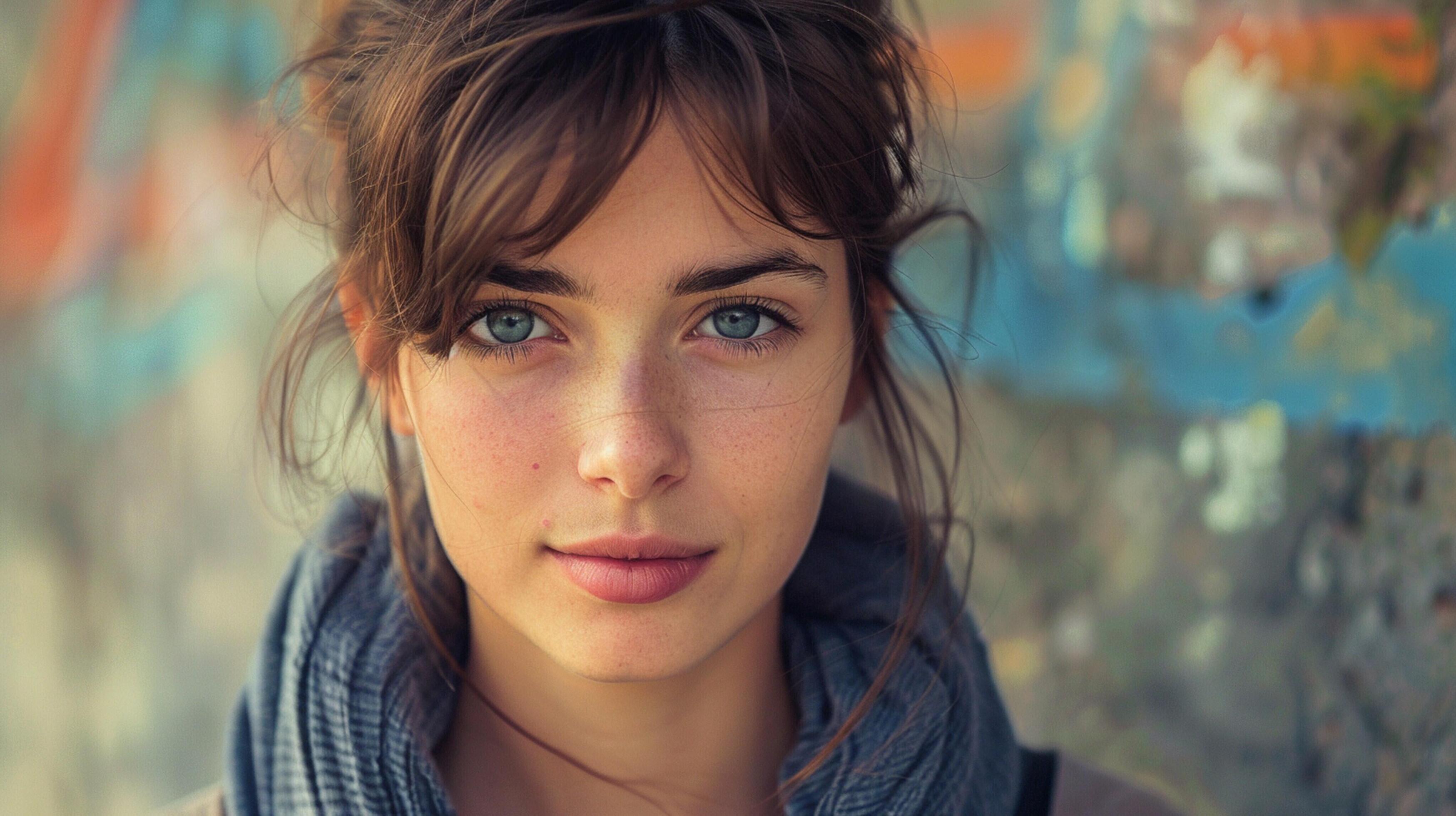 young woman looking at camera with confidence Stock Free