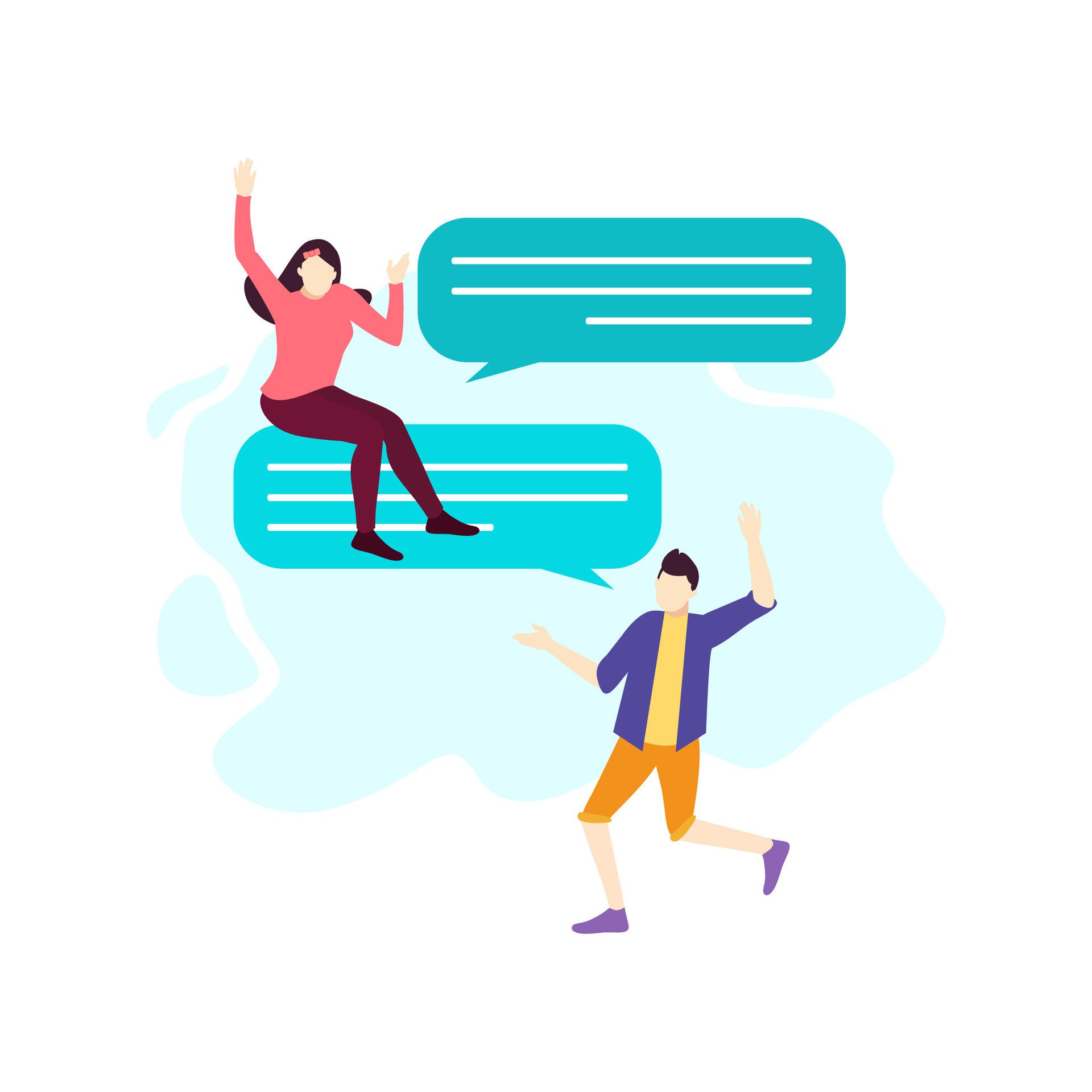 people talk chat using mobile phone people character flat design vector illustration Free Vector and Free SVG