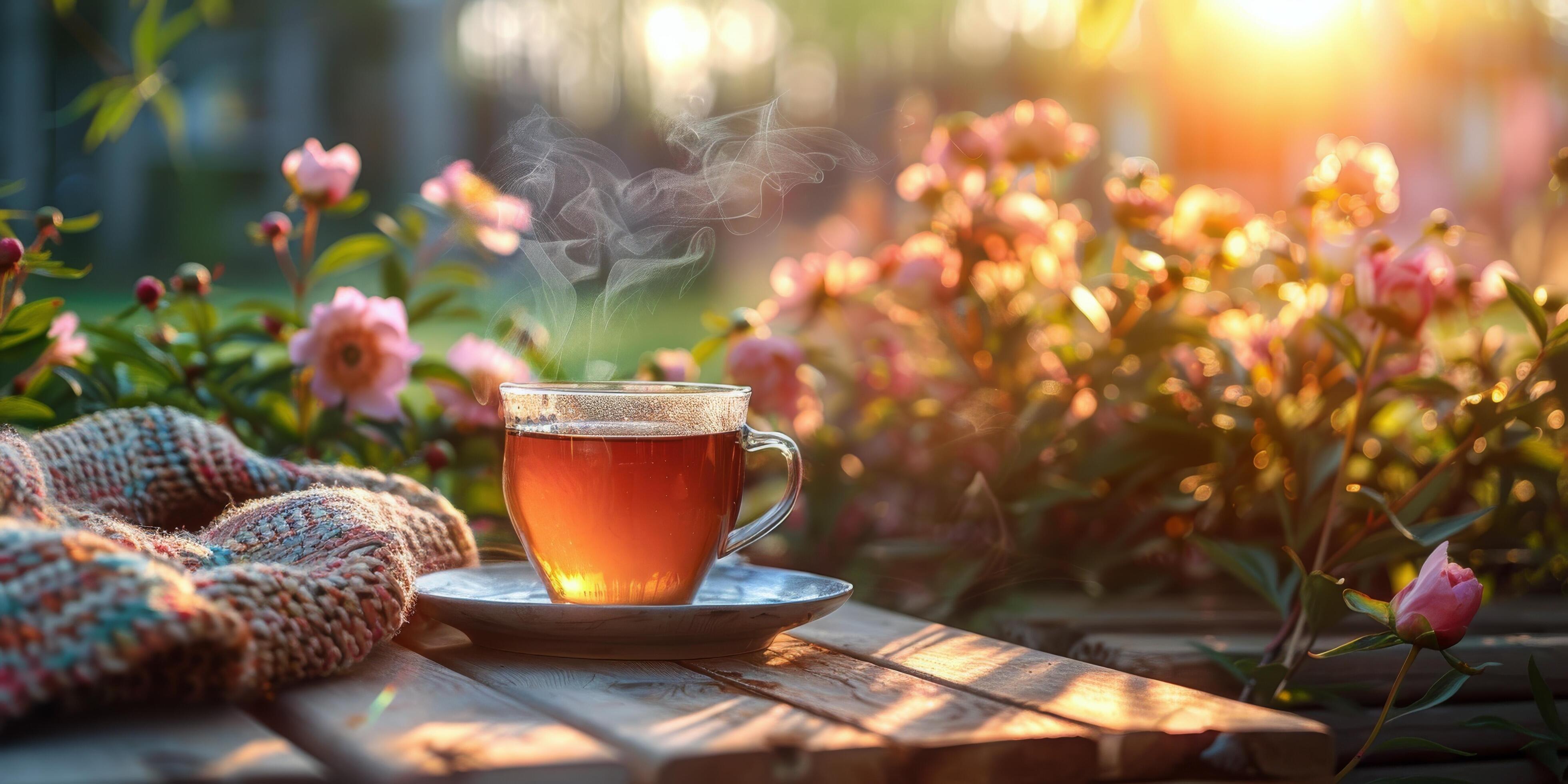 A Cup of Tea on Wooden Table Stock Free