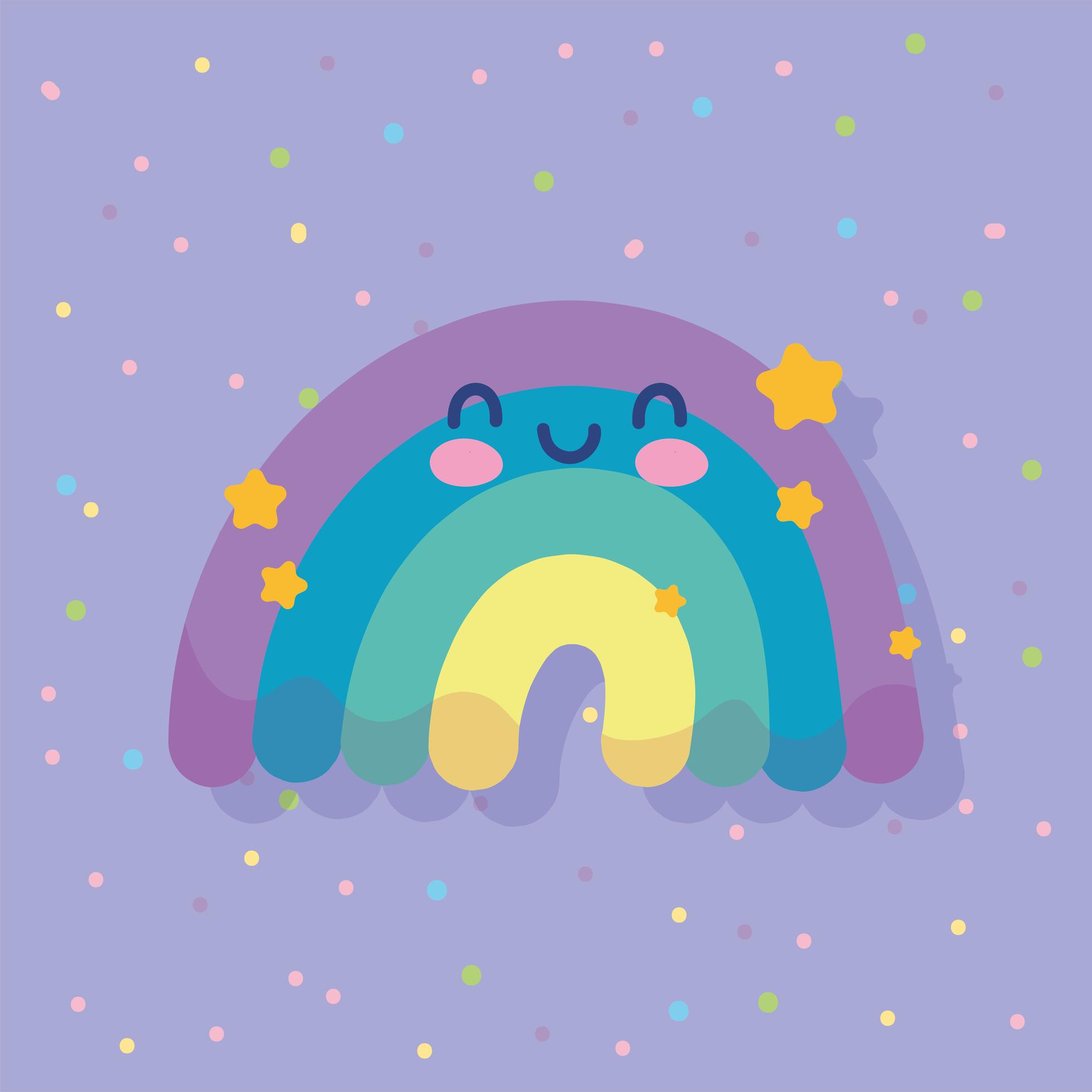 Cute rainbow with stars design Stock Free