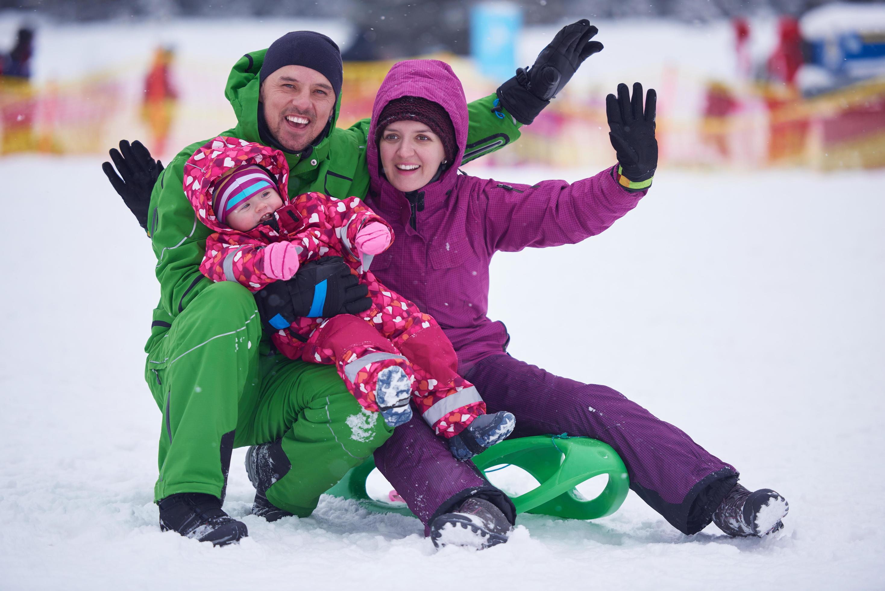 Family in snow Stock Free