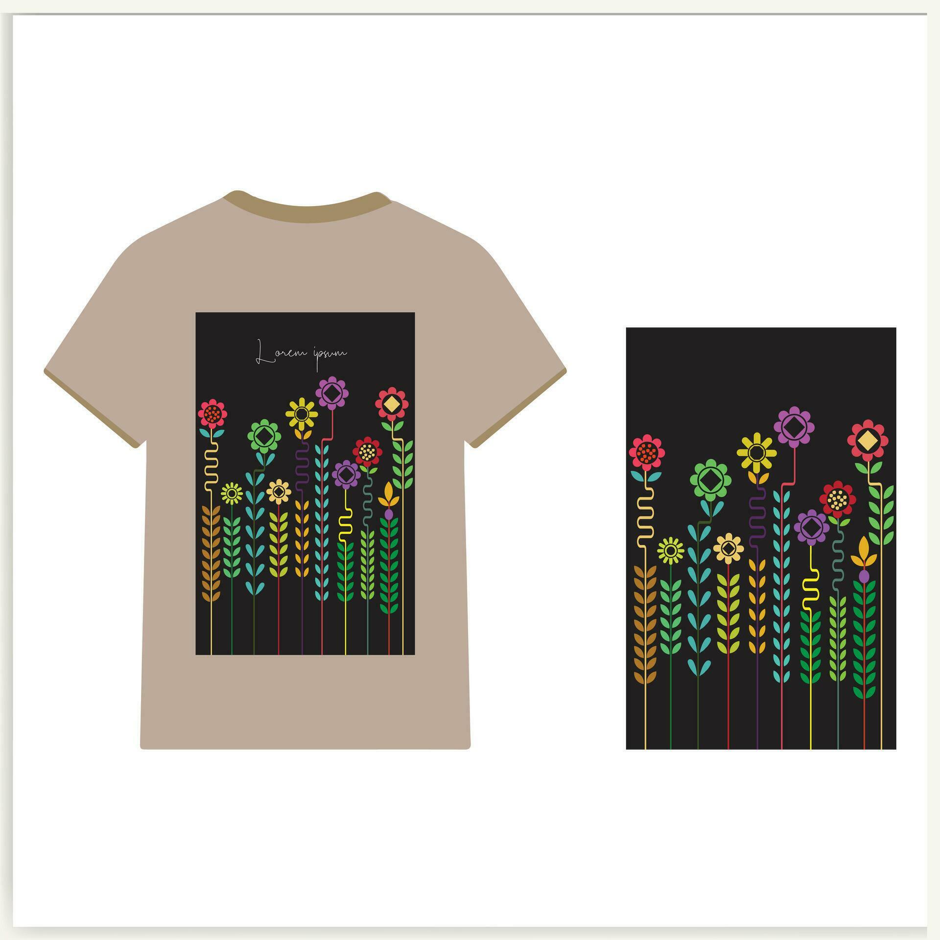 vector t-shirt design wild floral design elements flower herbs illustration Stock Free