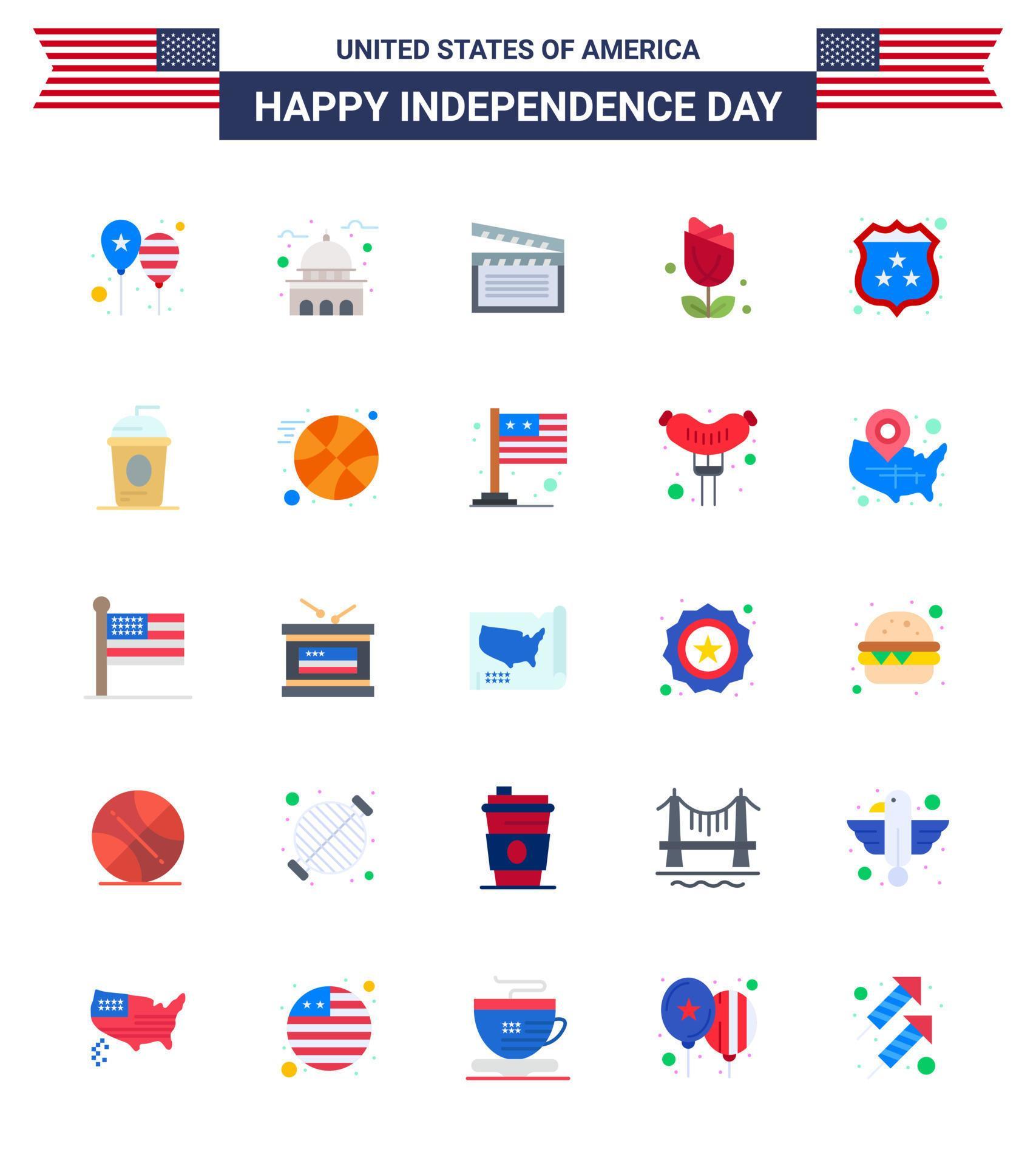 25 Creative USA Icons Modern Independence Signs and 4th July Symbols of plent imerican usa flower video Editable USA Day Vector Design Elements Stock Free