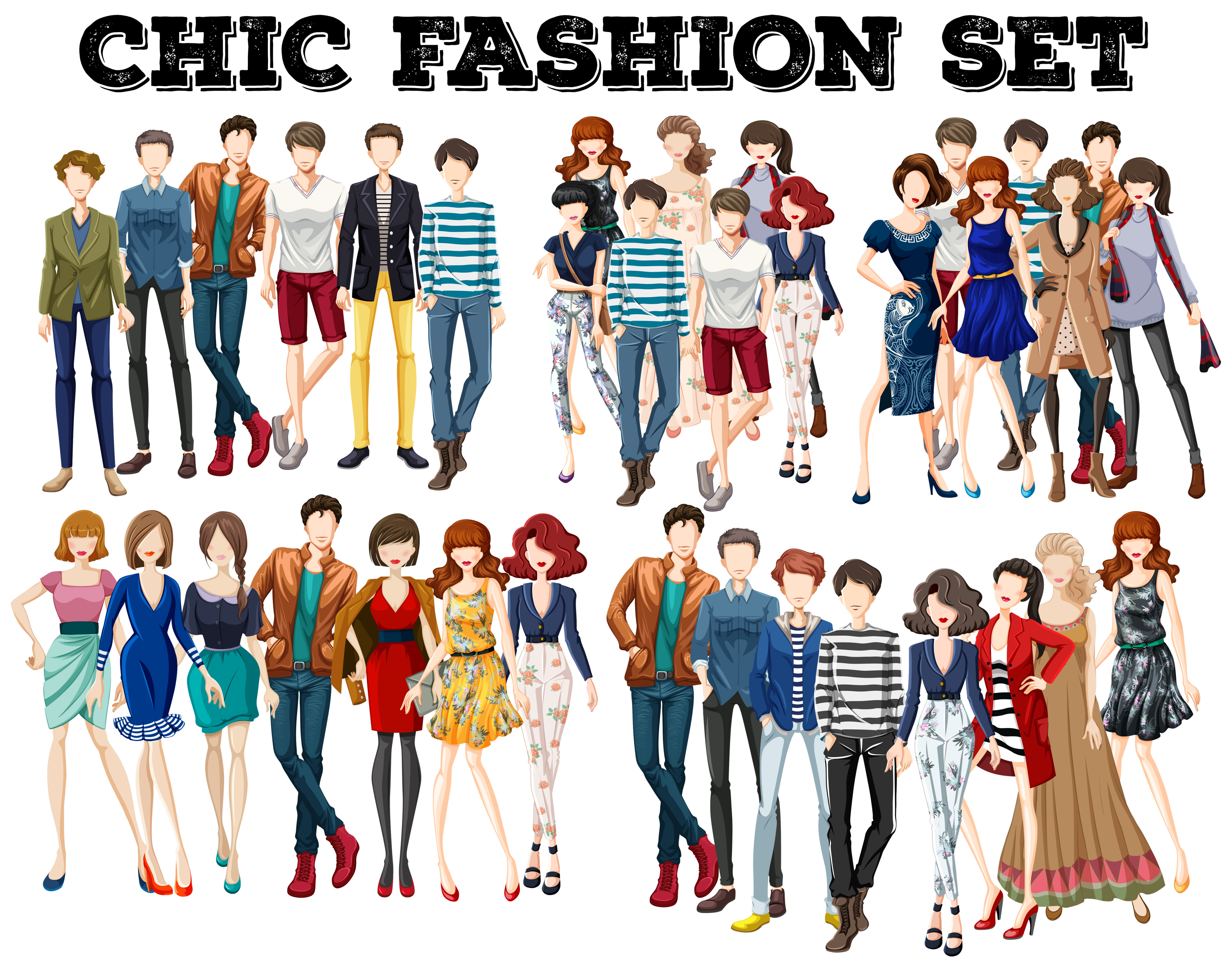 Woman and man in fashion Free Vector