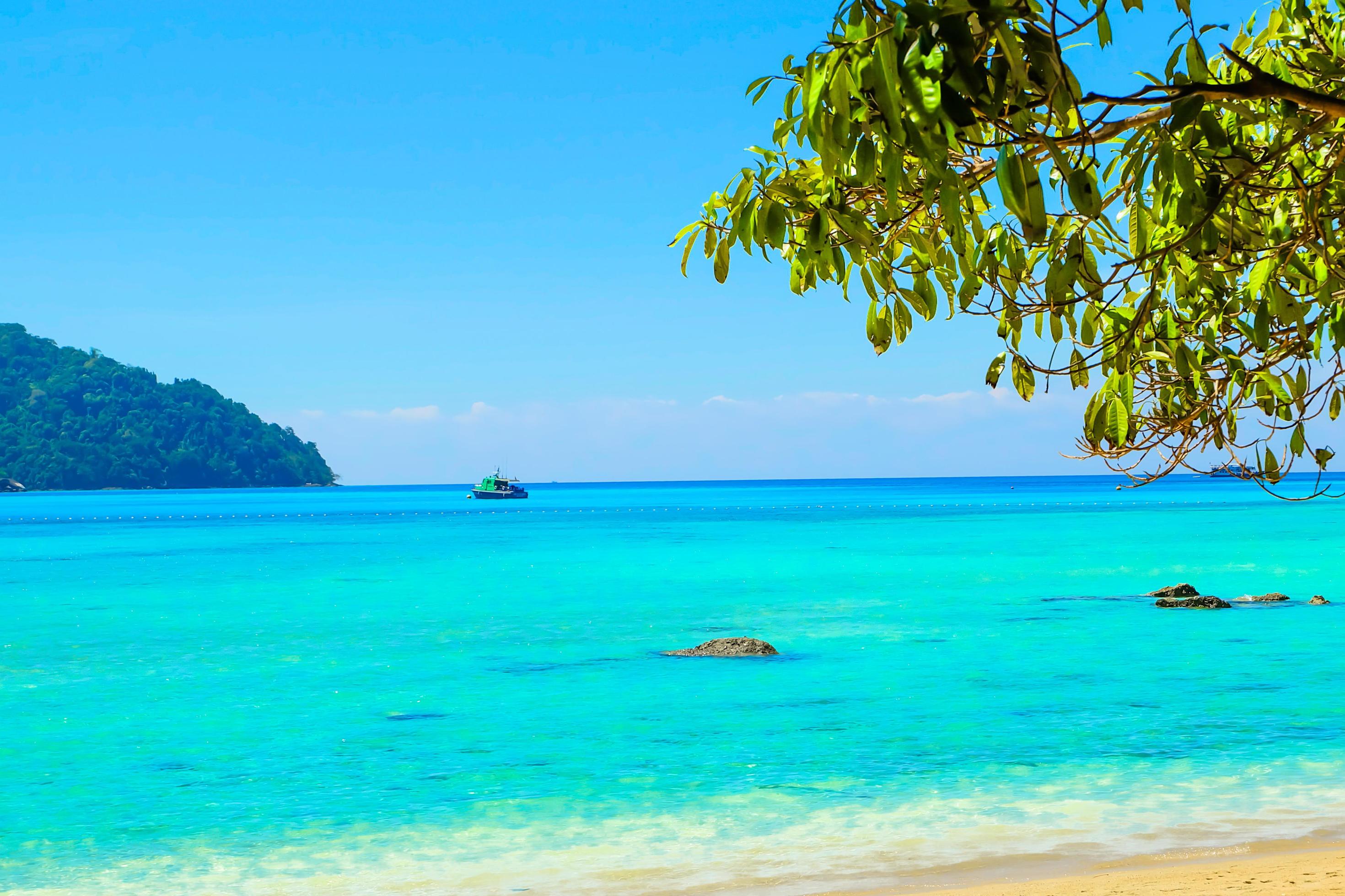 Beautiful tropical beaches with ocean waters sea.Surin Islands National Park. Thailand Stock Free