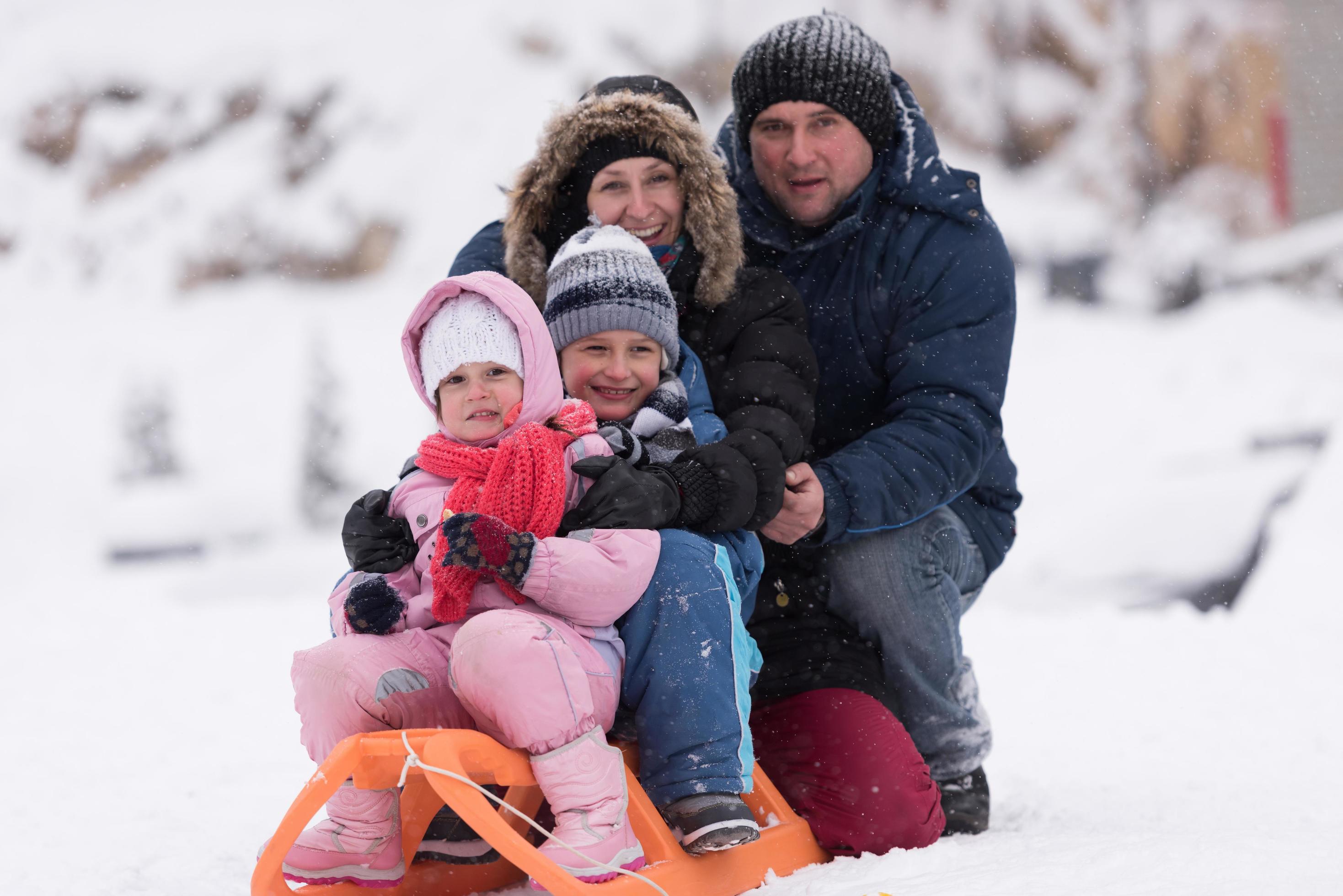 family portrait on winter vacation Stock Free