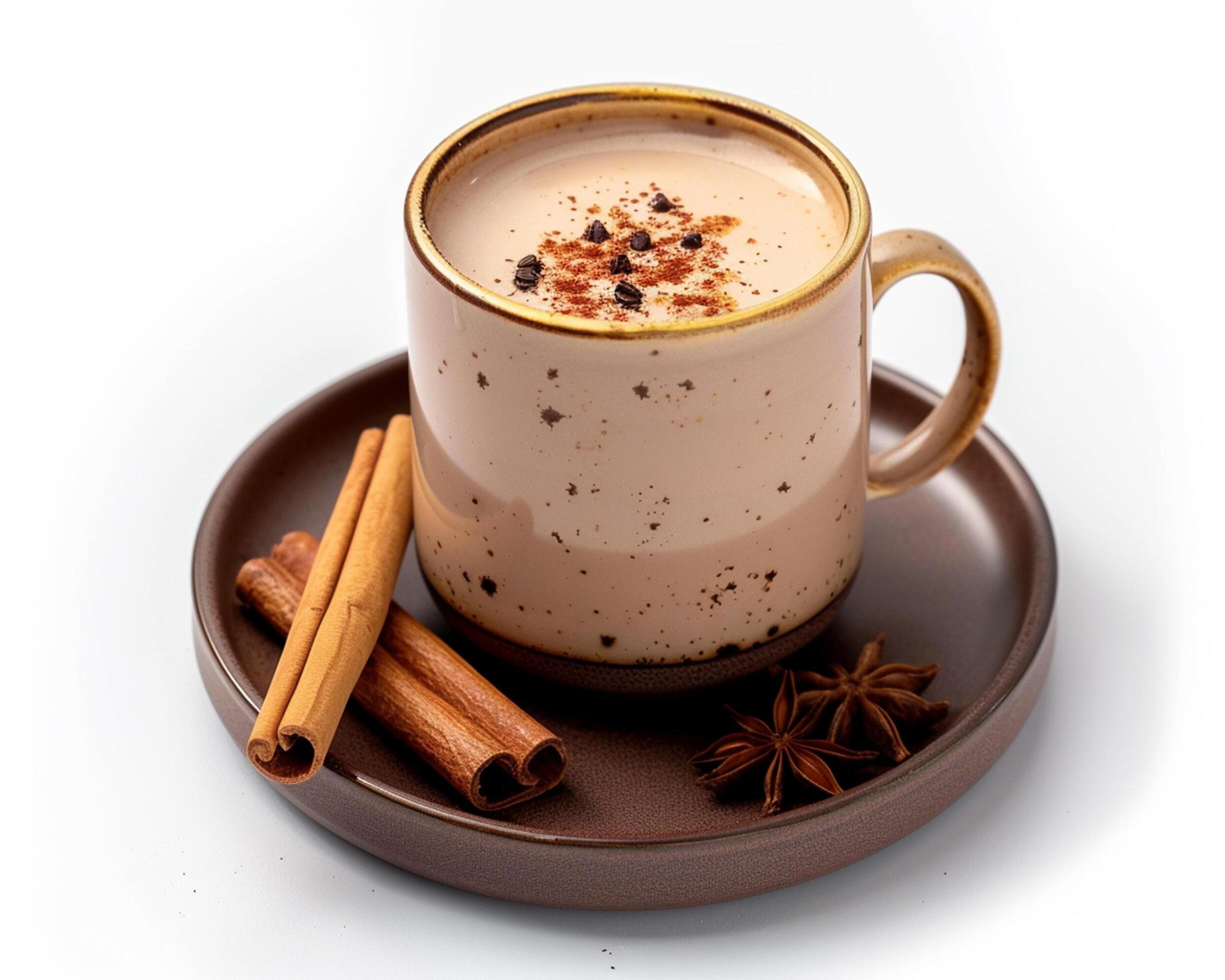 A cup of hot chocolate with cinnamon and anise Stock Free