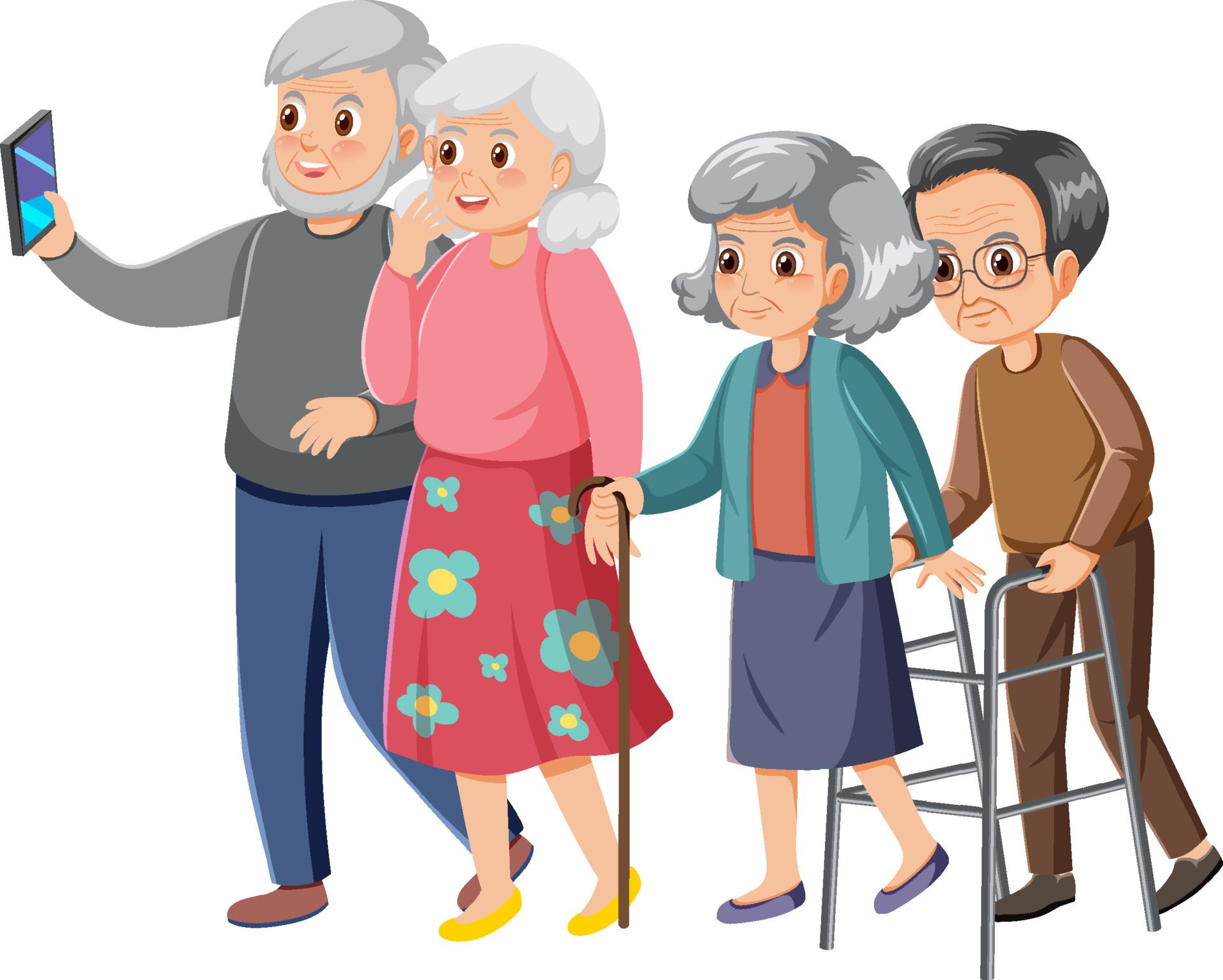 Elderly people group on white background Free Vector