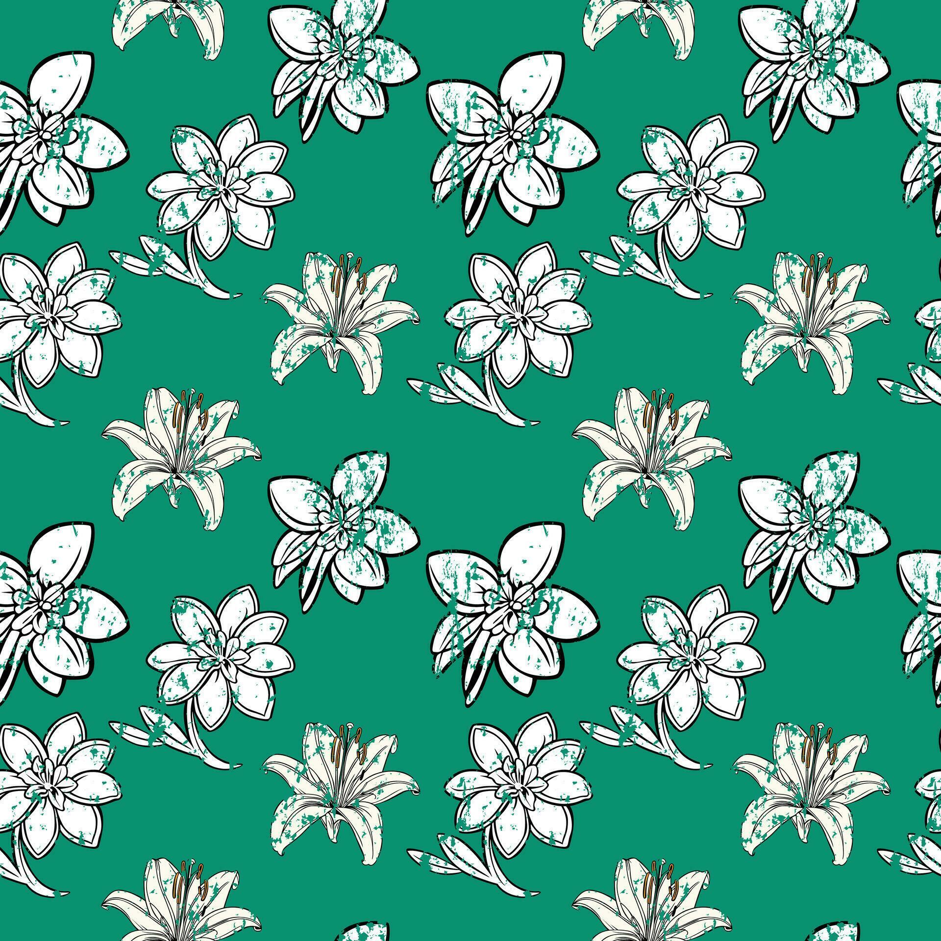 Flower flat style seamless pattern, vector design, Stock Free