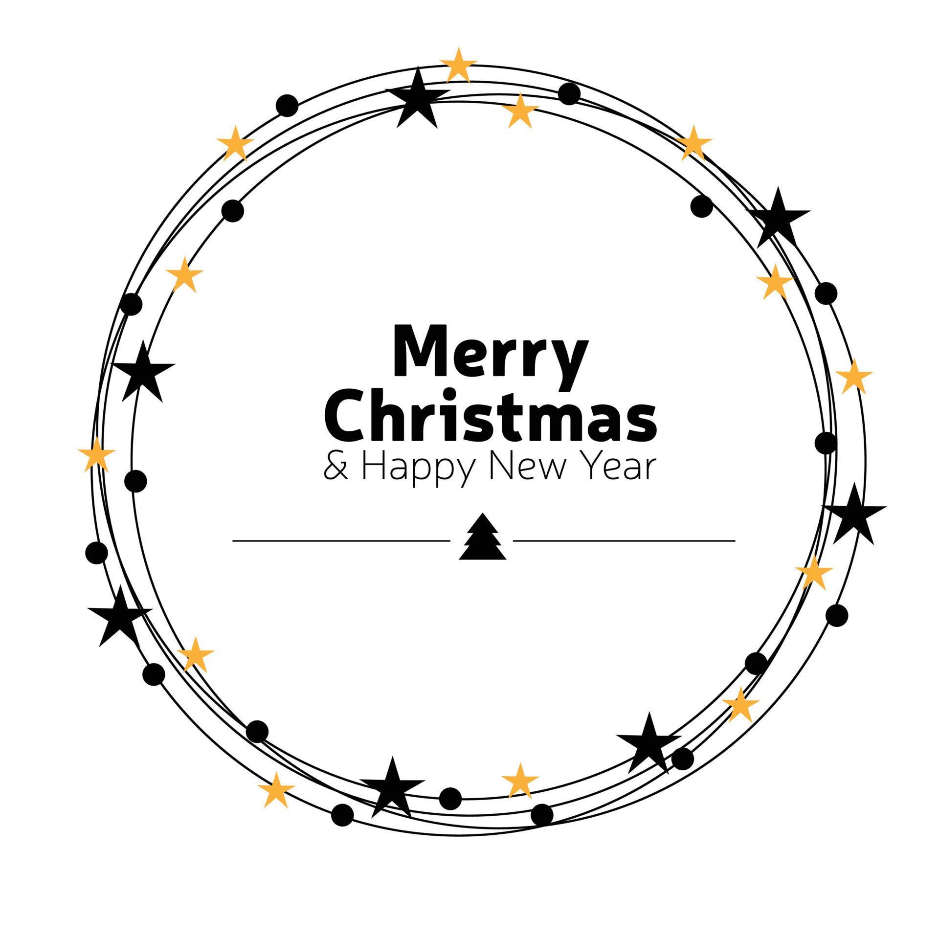 Christmas ornament wreath frame vector illustration with stars and cute Christmas decorations. Stock Free