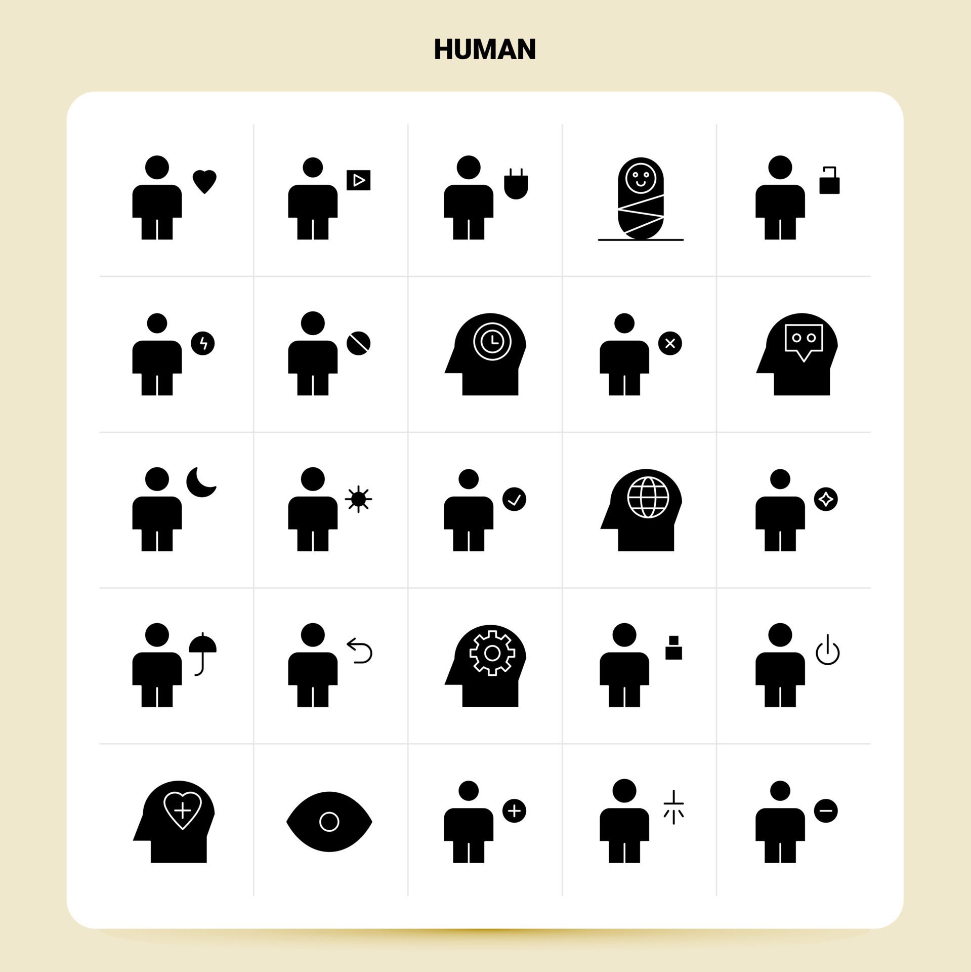 Solid 25 Human Icon set Vector Glyph Style Design Black Icons Set Web and Mobile Business ideas design Vector Illustration Free Vector and Free SVG