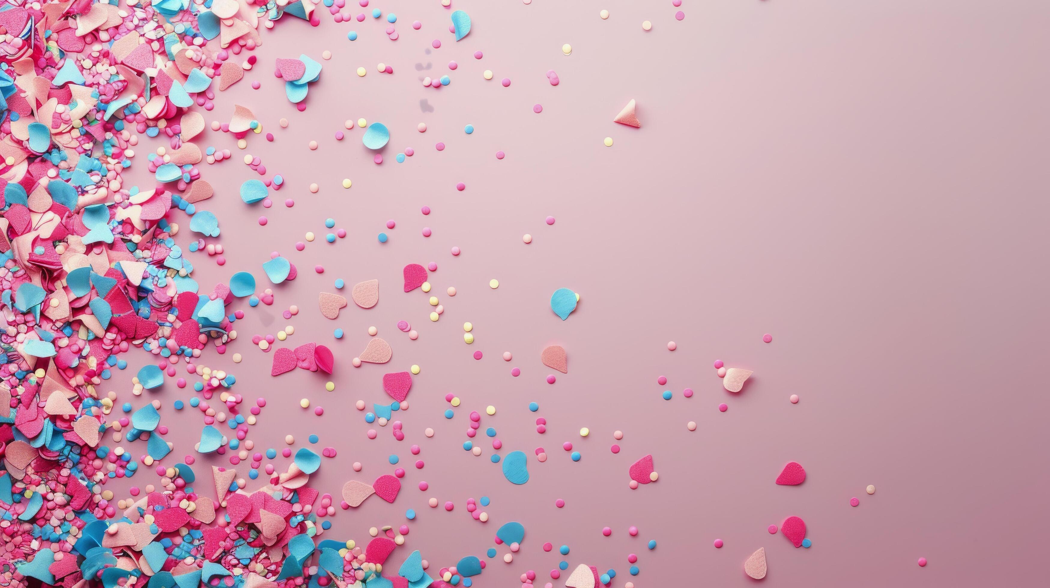 Pink and Blue Confetti on Pink Background Stock Free