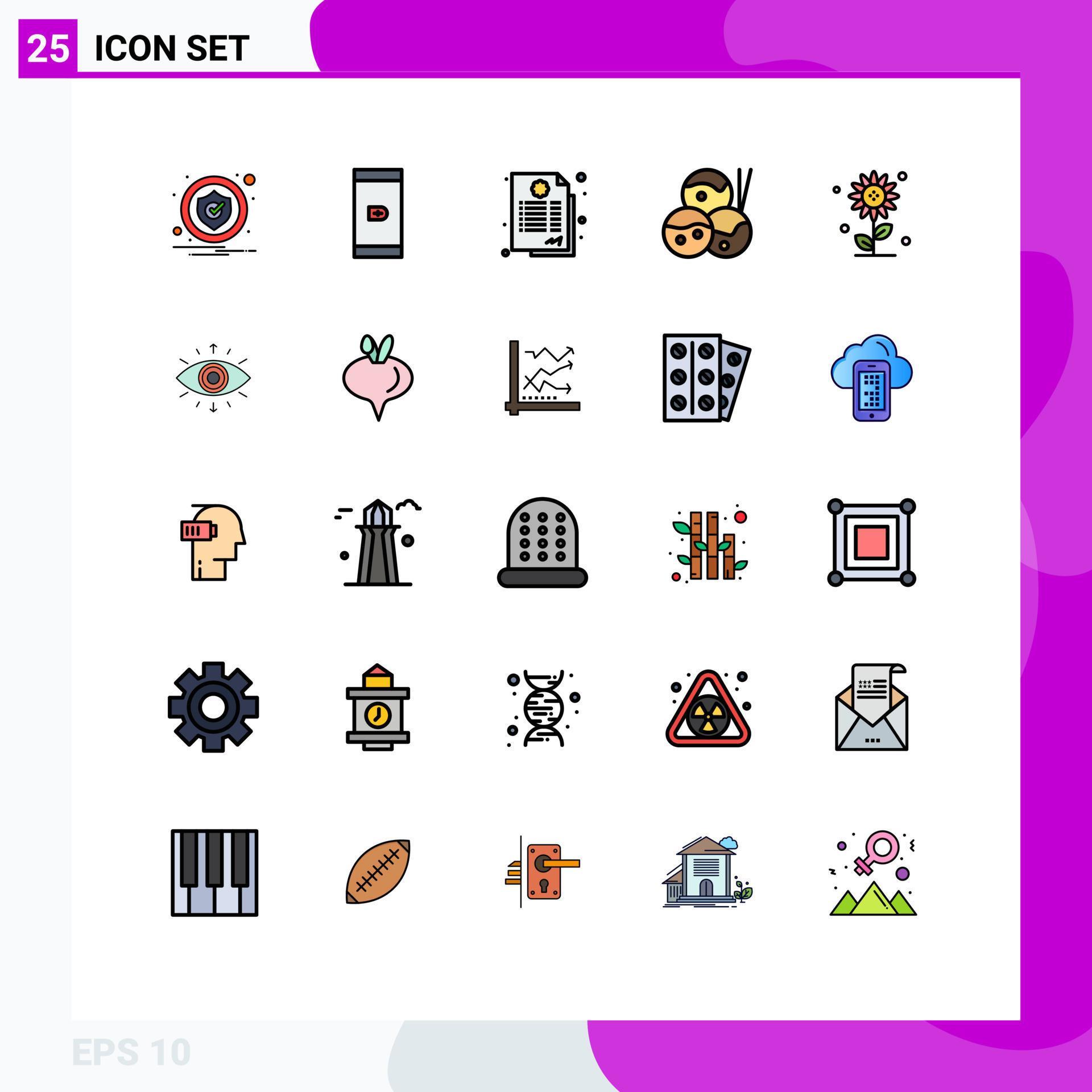 Set of 25 Modern UI Icons Symbols Signs for spring floral contract sub flower japanese Editable Vector Design Elements Stock Free and Free SVG