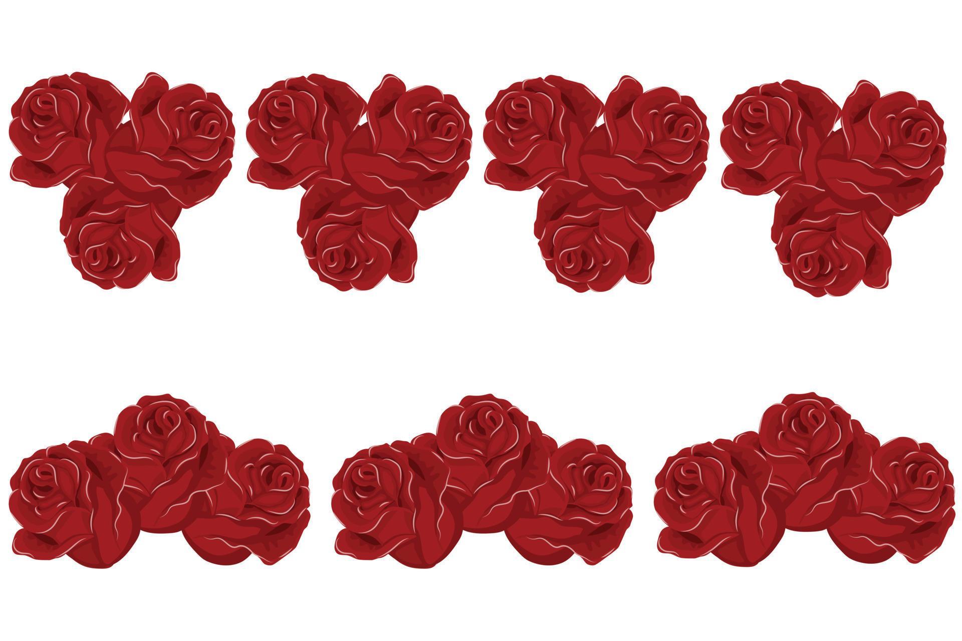 Decorative border of rose flowers. Design. Vector illustration isolated on white background. Stock Free