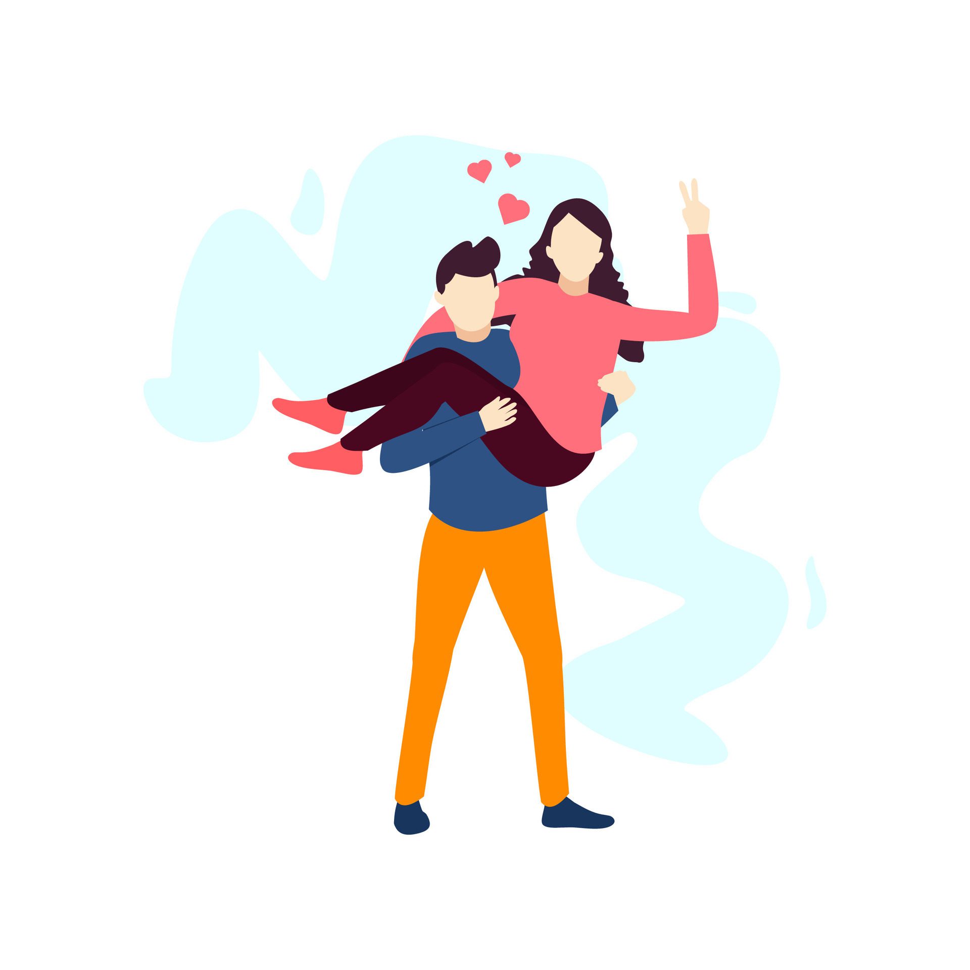 man carrying woman fall in love dating couple romance people character flat design vector illustration Free Vector and Free SVG