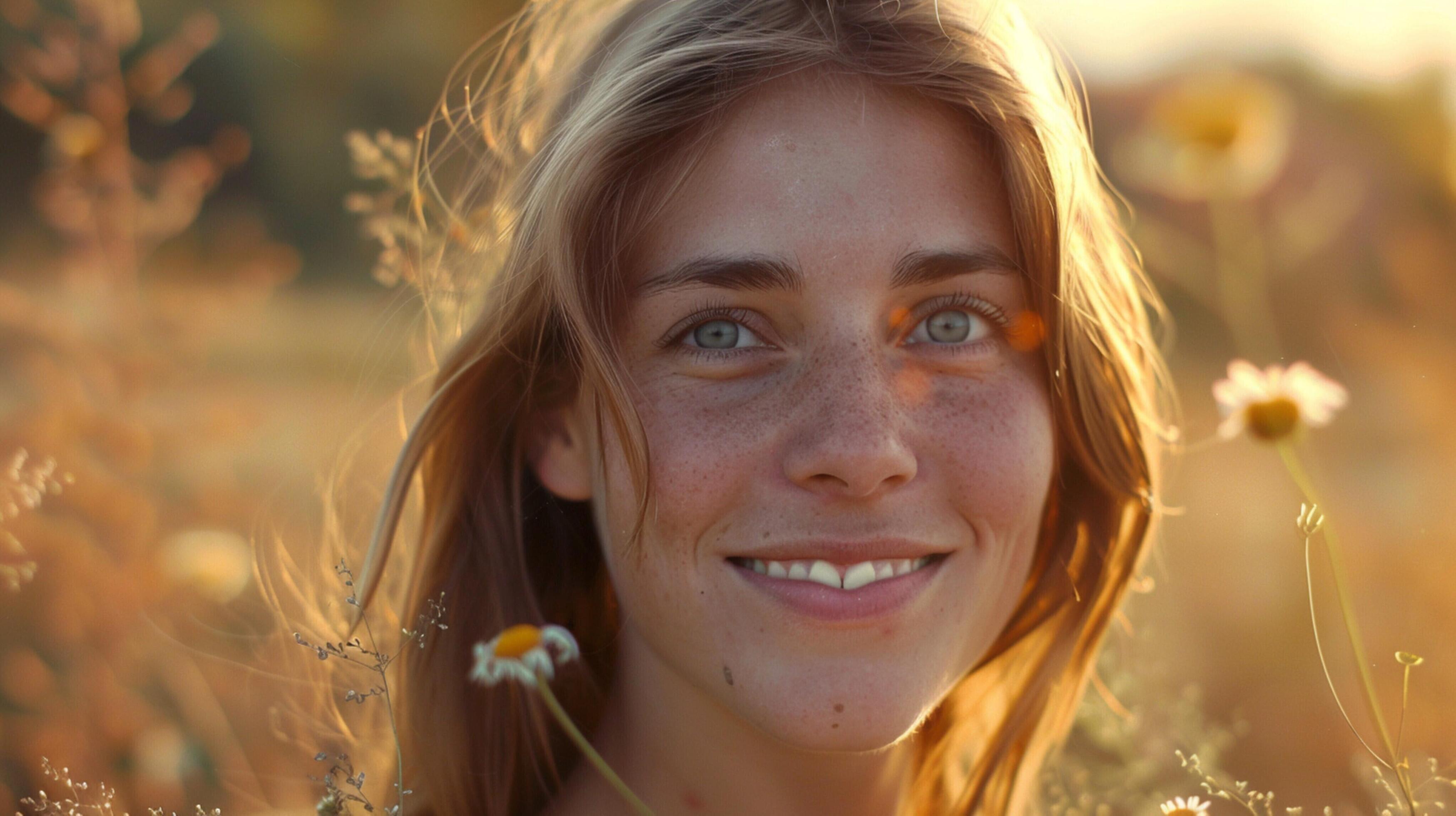 young woman outdoors looking at camera smiling Stock Free