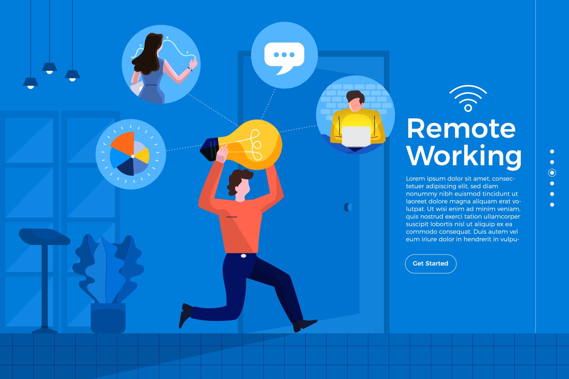 Remote Office working Free Vector