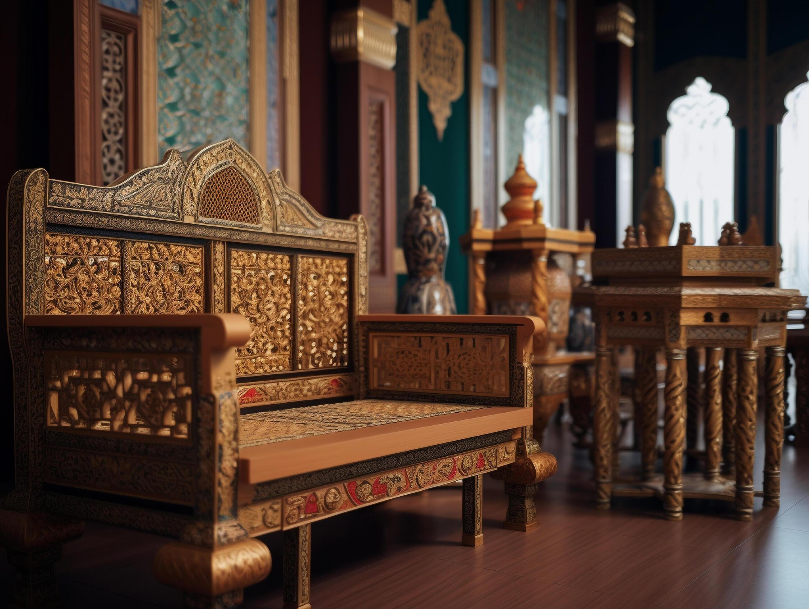 
									Islamic culture furniture with classical ornaments Stock Free