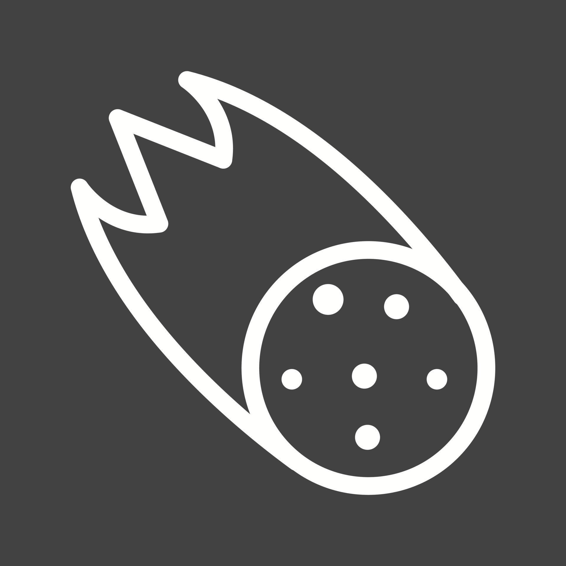 Falling Asteroid Line Inverted Icon Stock Free