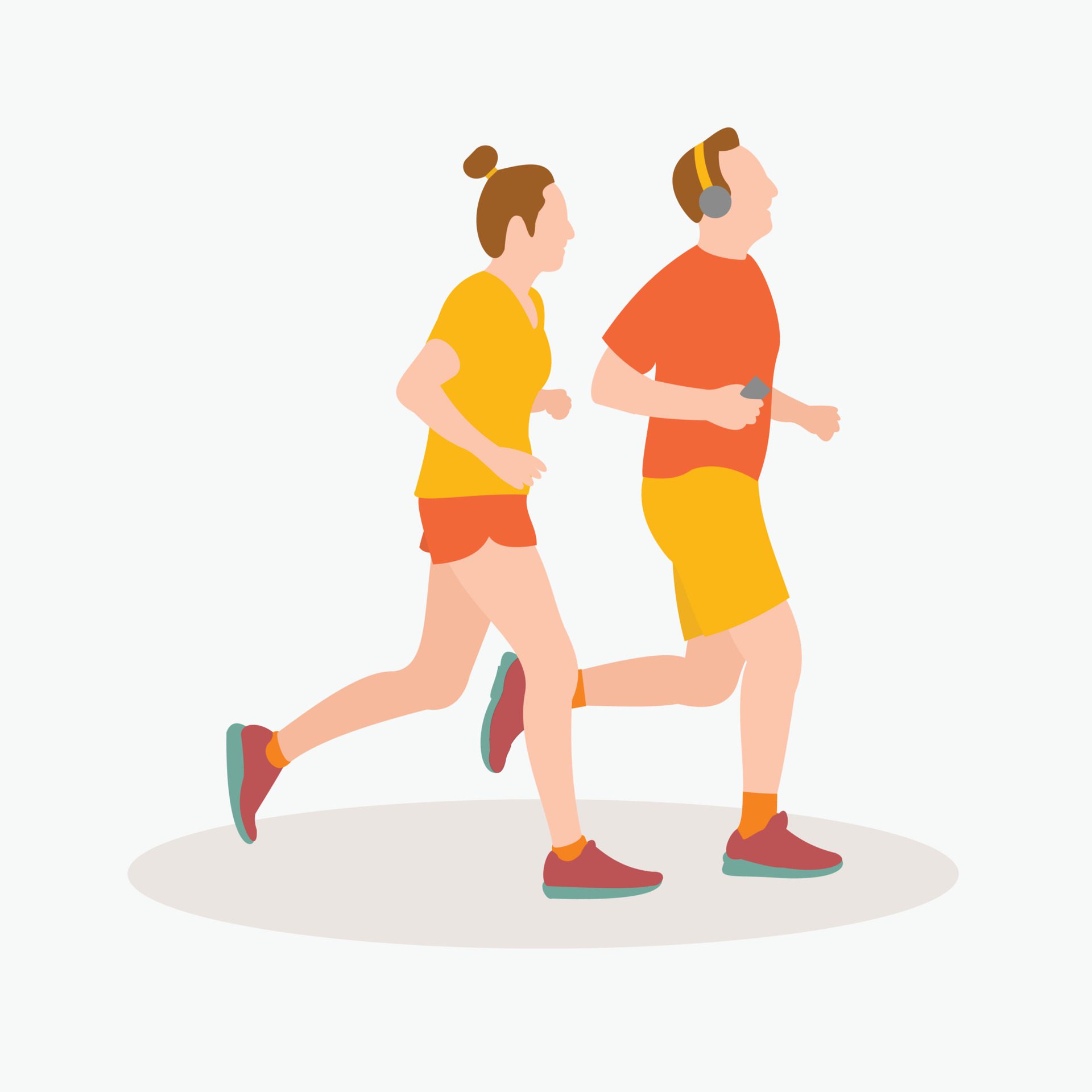 Women and men joging running people flat character.eps Free Vector