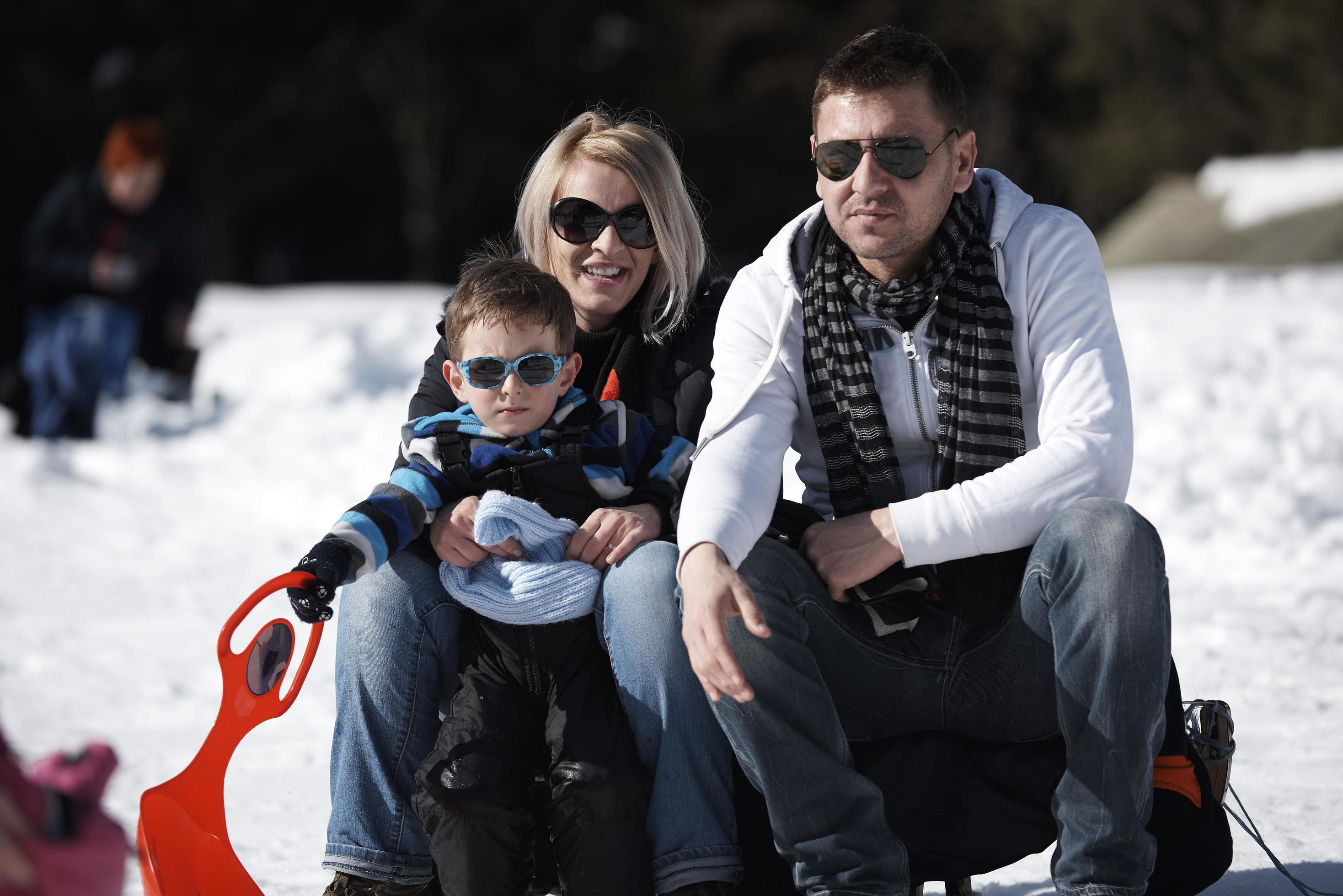 family portrait at beautiful winter day Stock Free